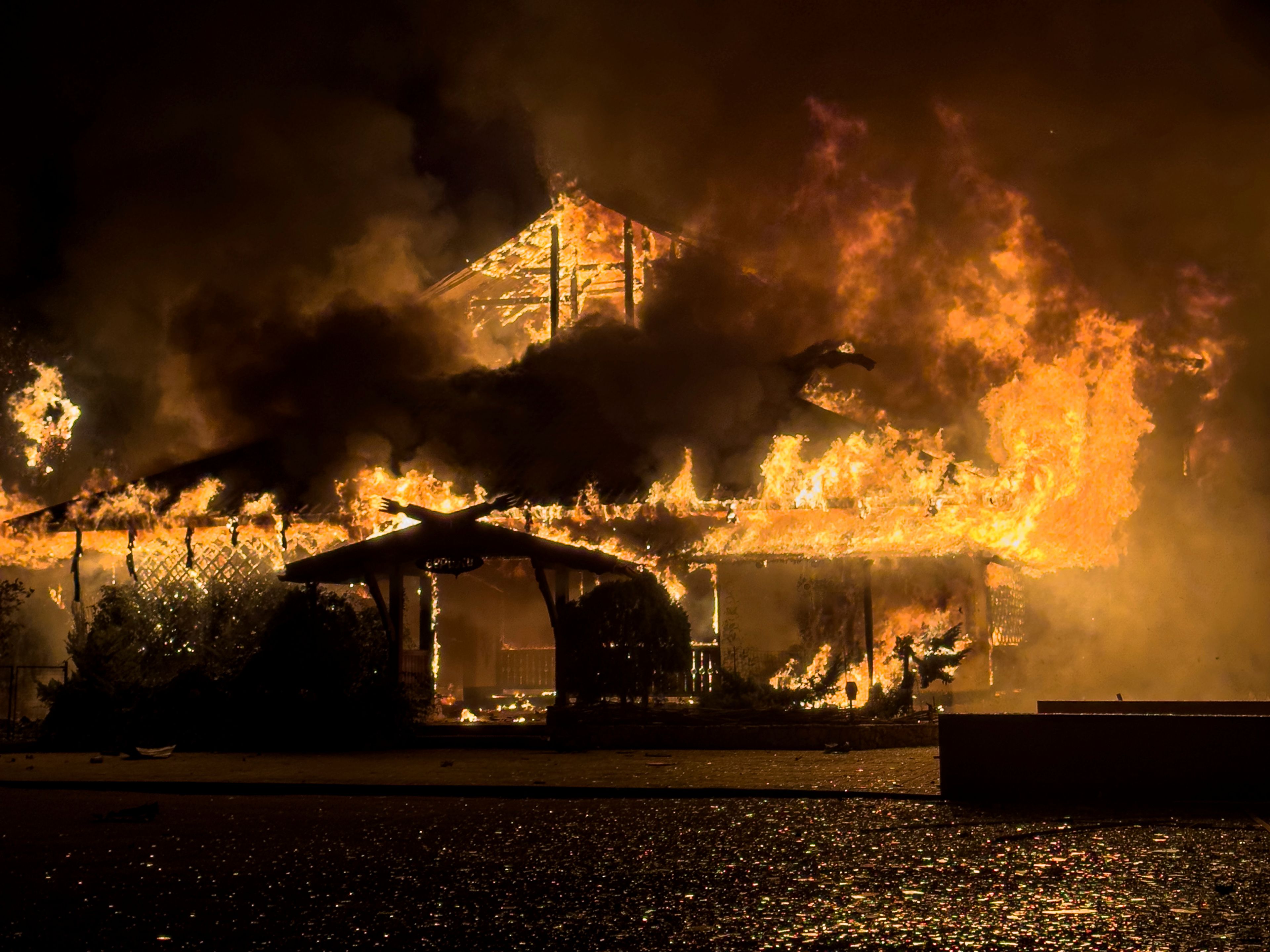 FILE - A building burns after a Russian strike in Mykolaiv, Ukraine, on Oct. 15, 2024. (AP Photo/Marko Ivkov, File)