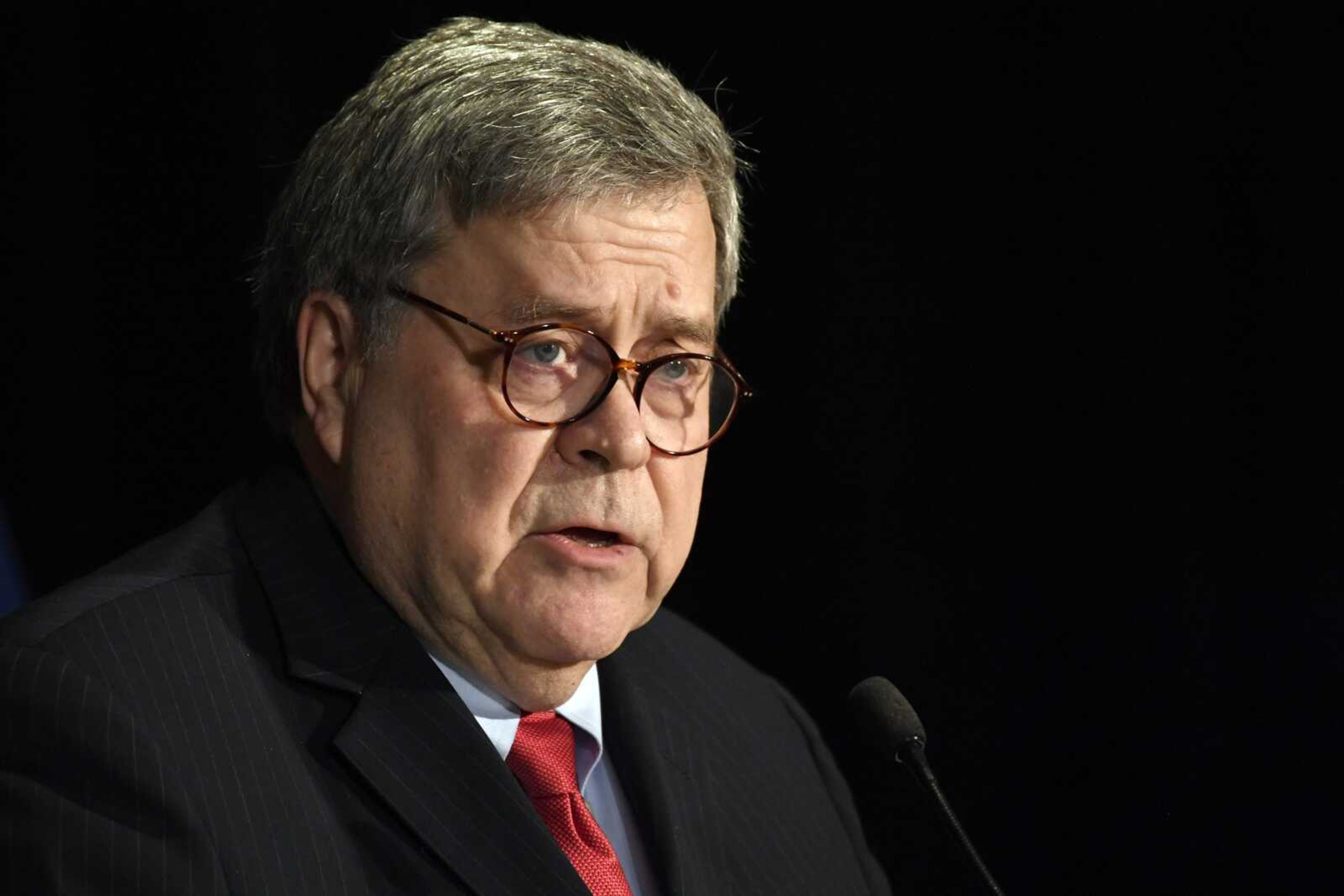 Attorney General William Barr speaks at the National Sheriffs  Association Winter Legislative and Technology Conference in Washington, Monday, Feb. 10, 2020. (AP Photo/Susan Walsh)