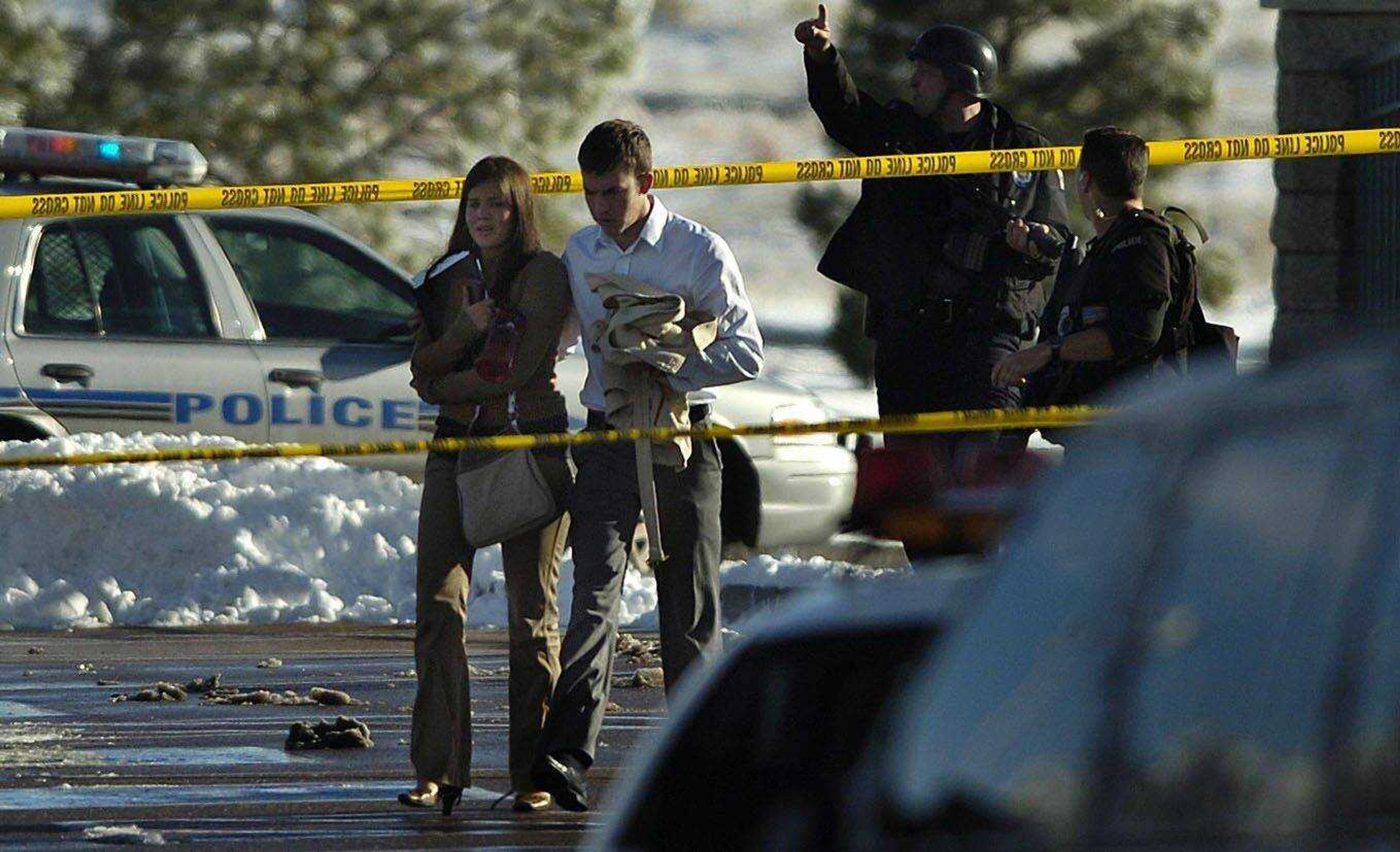 Law enforcement officials on Sunday swarmed the New Life Church in Colorado Springs, Colo. (Bryan Oller ~ The Gazette)