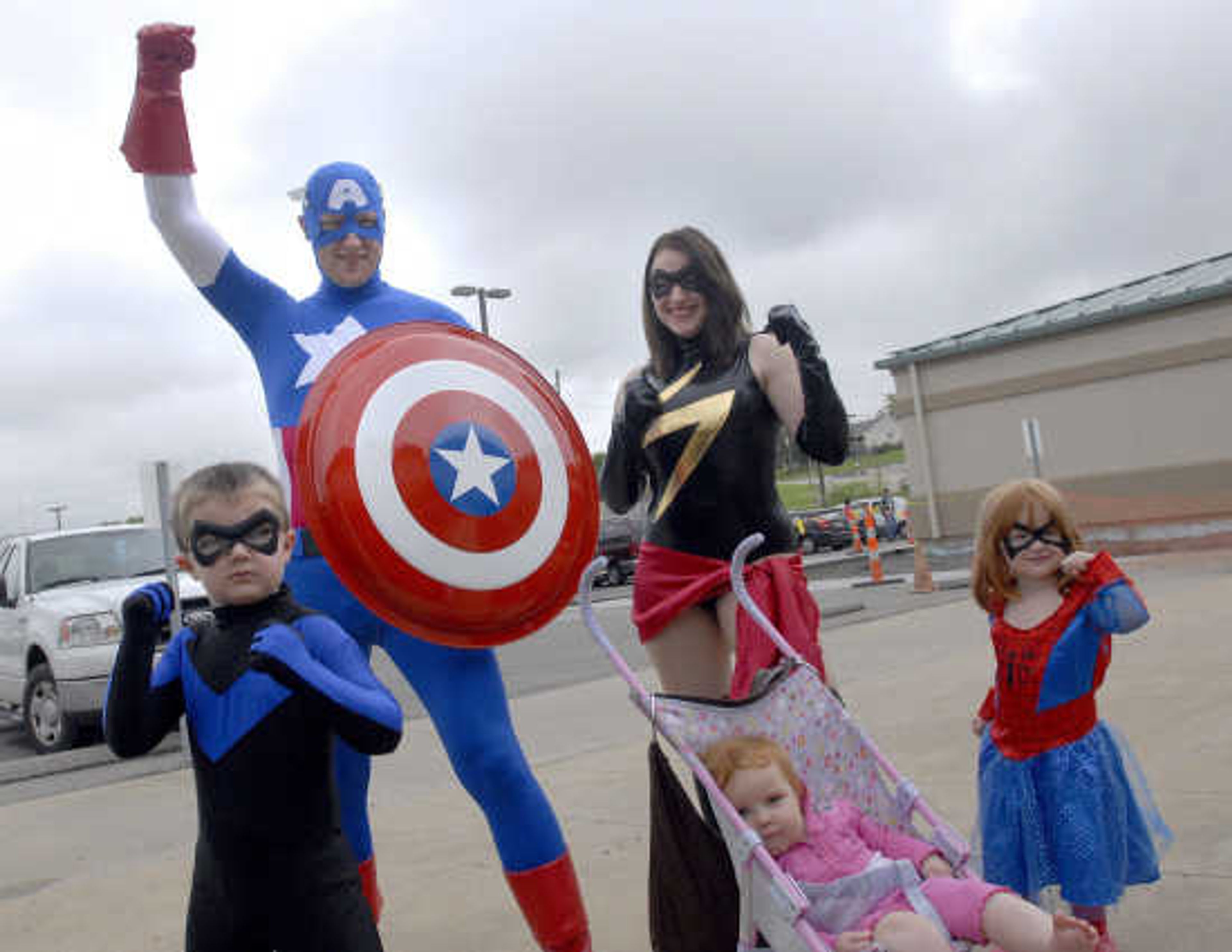 The Bayles family of super heroes Saturday, May 1, 2010 during the fifth annual Cape Comic Con at the Osage Center. From left, Joshua, Scott, Ashley, Abby and Sarah.