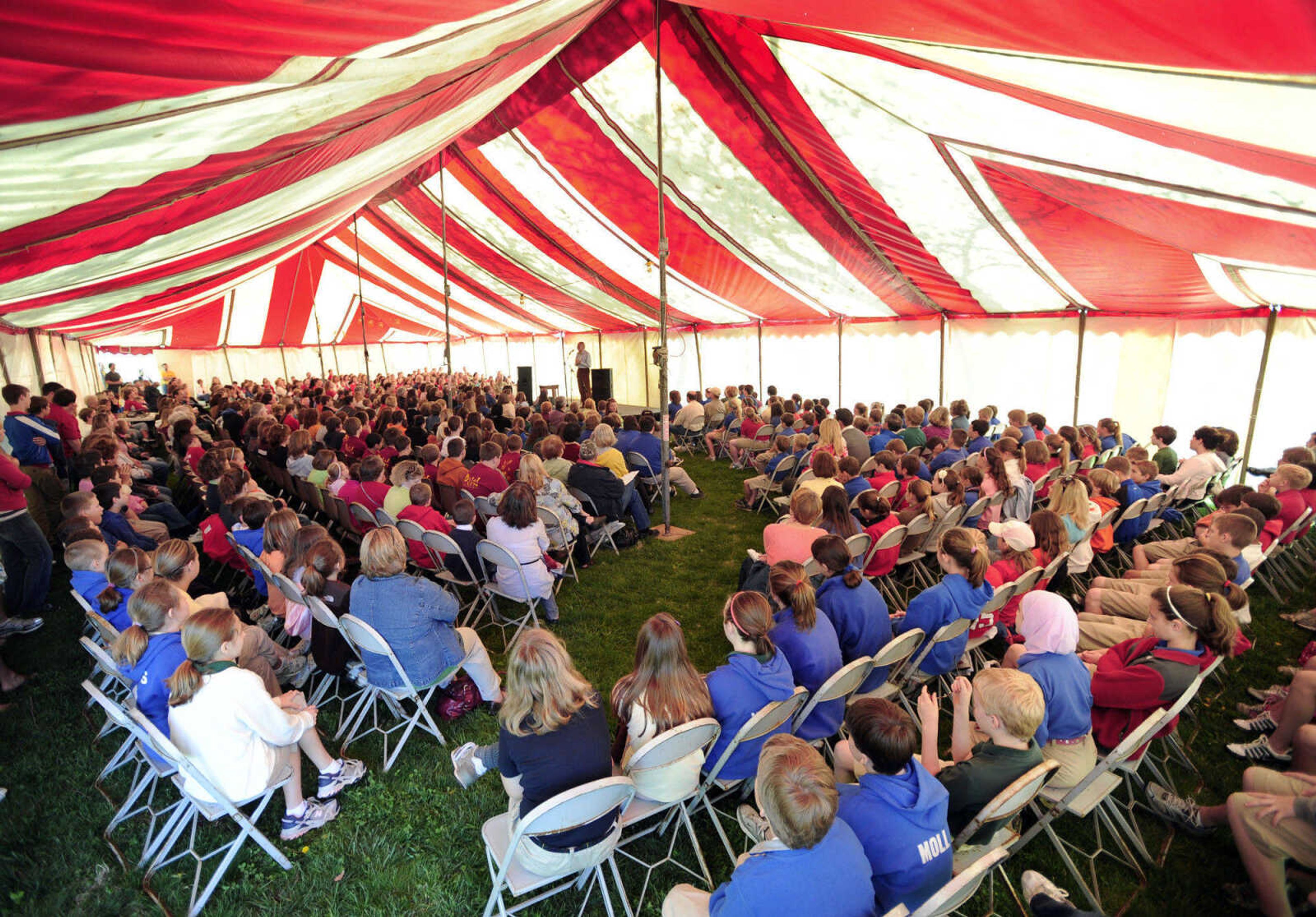 FRED LYNCH ~ flynch@semissourian.com
Hundreds of students attend the Cape Girardeau Storytelling Festival at the River Campus tent on Friday morning, April 9, 2010.