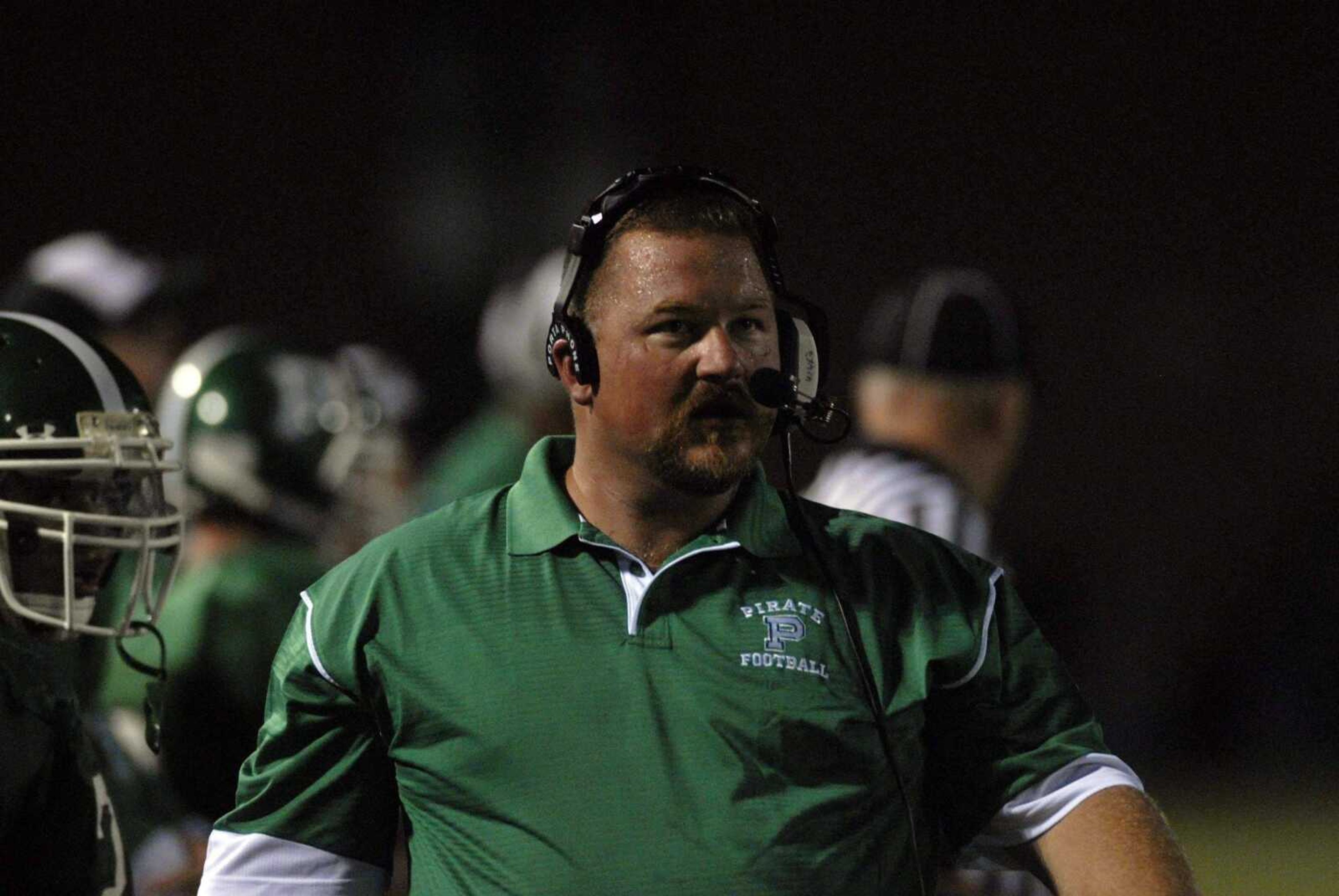 ELIZABETH DODD ~ edodd@semissourian.com<br>Former Perryville coach Jim May walks the sideline during a game last season. May became Scott City's new coach earlier this week.