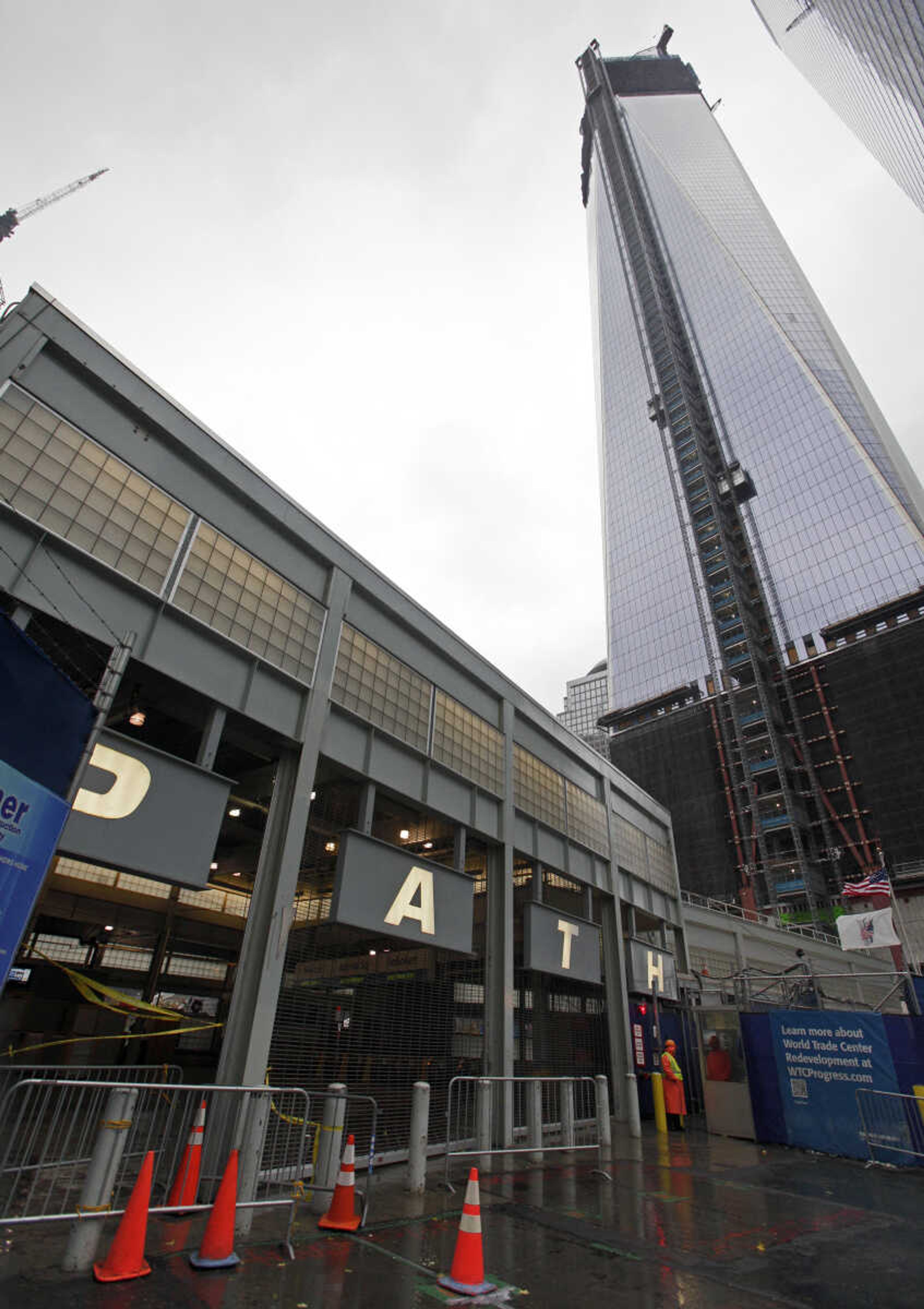 The PATH railroad station at the World Trade Center site  in New York is closed by weather, Monday, Oct. 29, 2012. Hurricane Sandy continued on its path Monday, as the storm forced the shutdown of mass transit, schools and financial markets, sending coastal residents fleeing, and threatening a dangerous mix of high winds and soaking rain.  (AP Photo/Richard Drew)