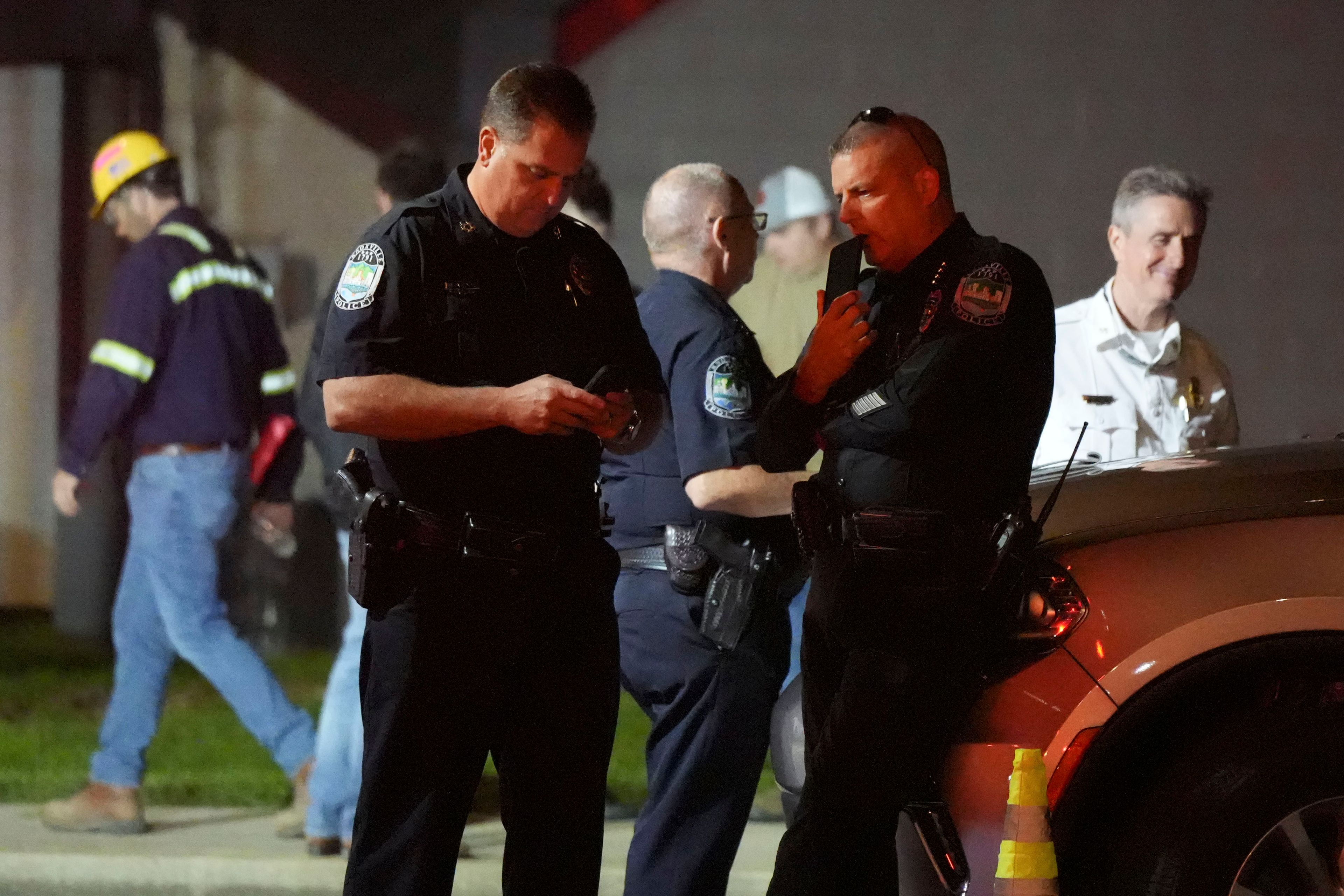 Knoxville Police Chief Paul Noel on site in response to the discovery of suspicious container at CMC Recycling in Knoxville. Tenn., Thursday, Oct. 10, ,2024. (Saul Young/Knoxville News Sentinel via AP)