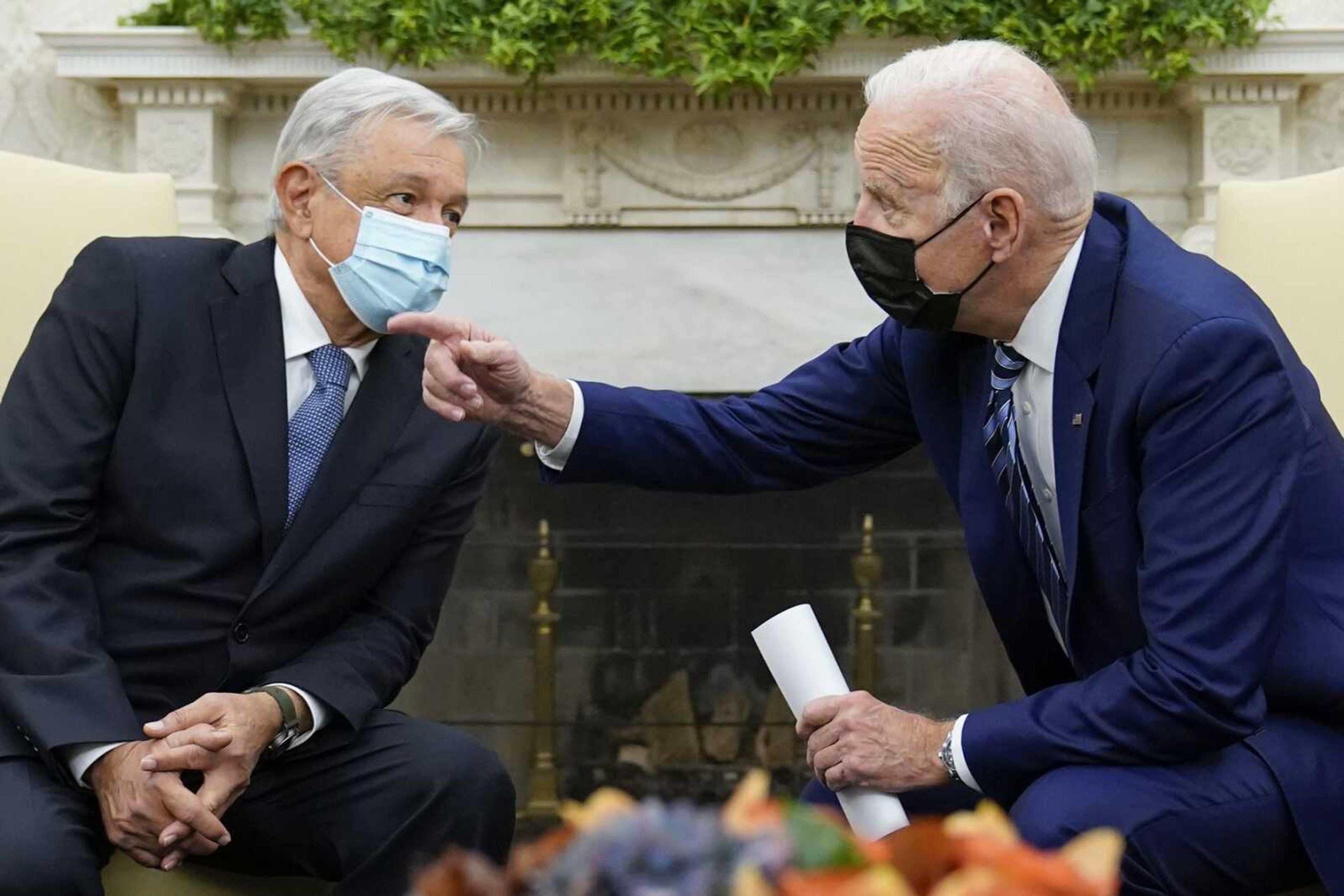 President Joe Biden meets with Mexican President Andres Manuel Lopez Obrador in the Oval Office of the White House on Thursday in Washington.