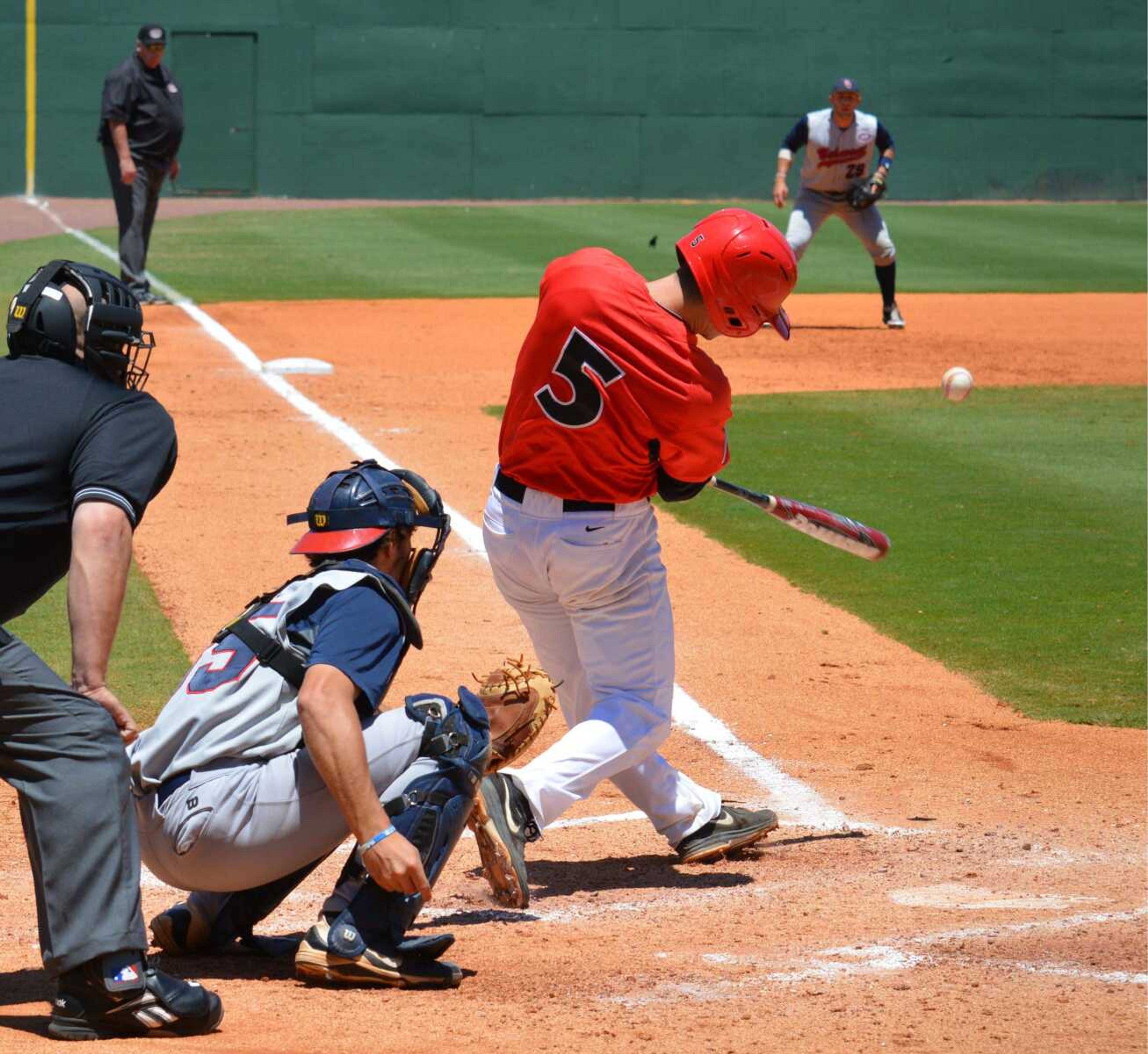 Nolan Fisher (5) went 7 for 15 (.467 average) for Southeast during the OVC Tournament. (Wayne McPherson ~ Special to the Missourian)