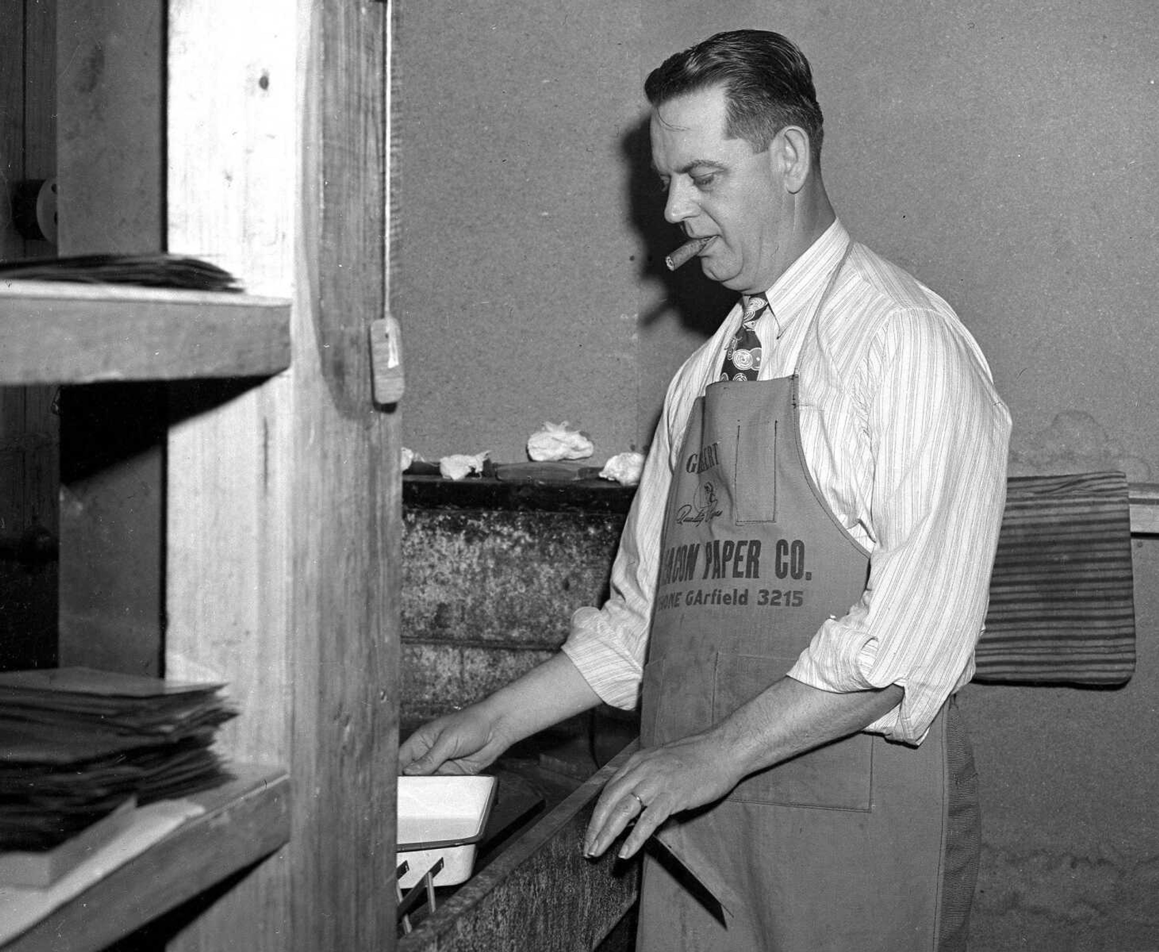 Garland D. Fronabarger is shown working in the photo darkroom at the Southeast Missourian during the 1950s.