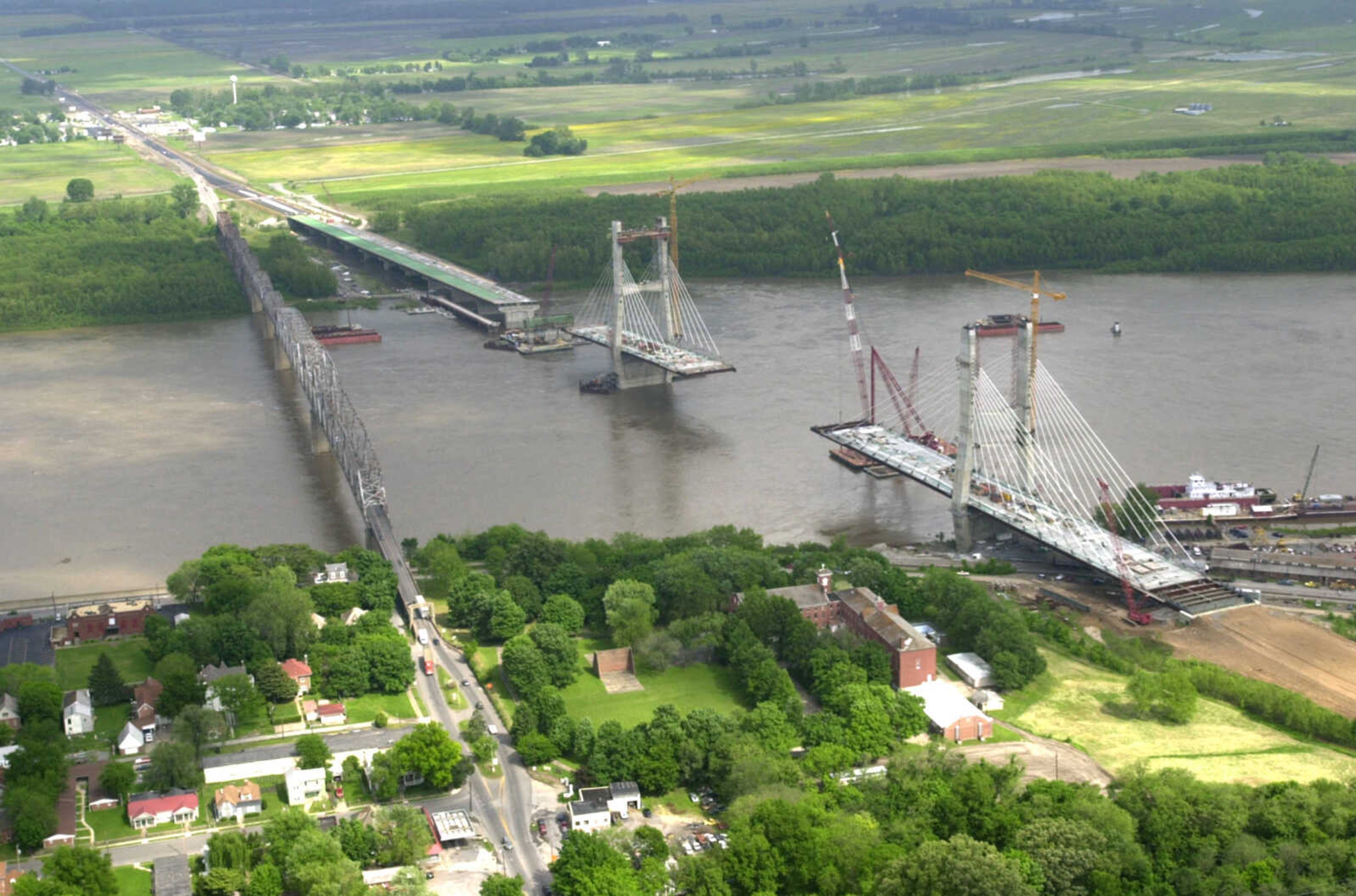 Construction of the Bill Emerson Memorial Bridge continues on May 9, 2003. The new bridge was opened Dec. 13, 2003. (Fred Lynch)