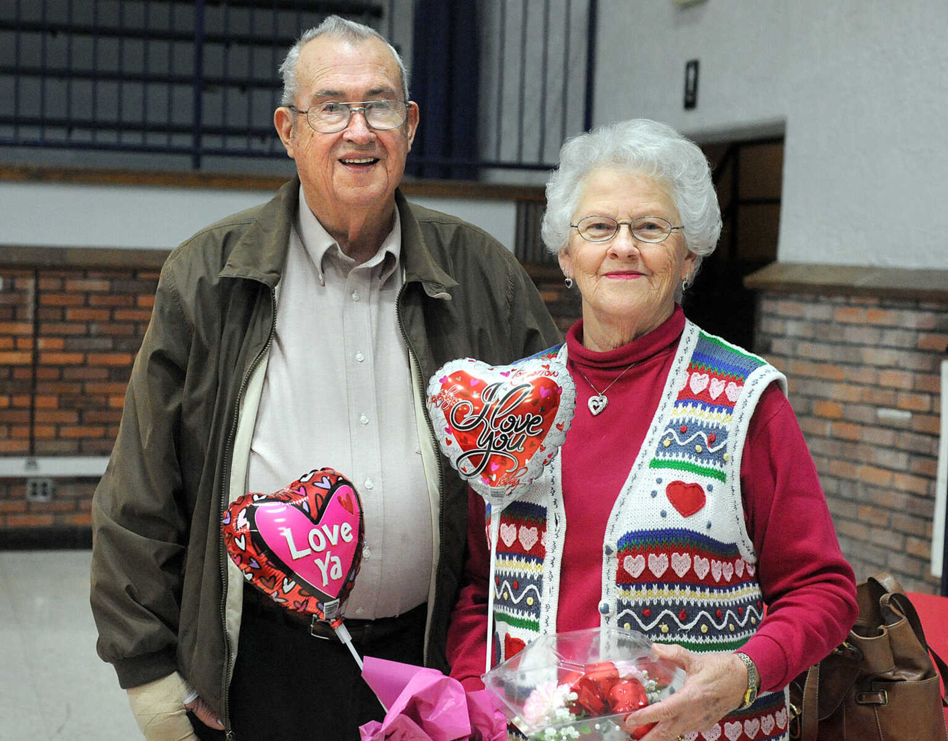 LAURA SIMON ~ lsimon@semissourian.com

Charles and Emma Dell Bennett of Tamms, Ill., pose for a photo, Friday, Feb. 14, 2014, during the annual Seniors' Valentine's Party. The annual party, presented by Schnucks and News Radio 960 KZIM, featured music from Mike Dumey and Robyn Hosp.