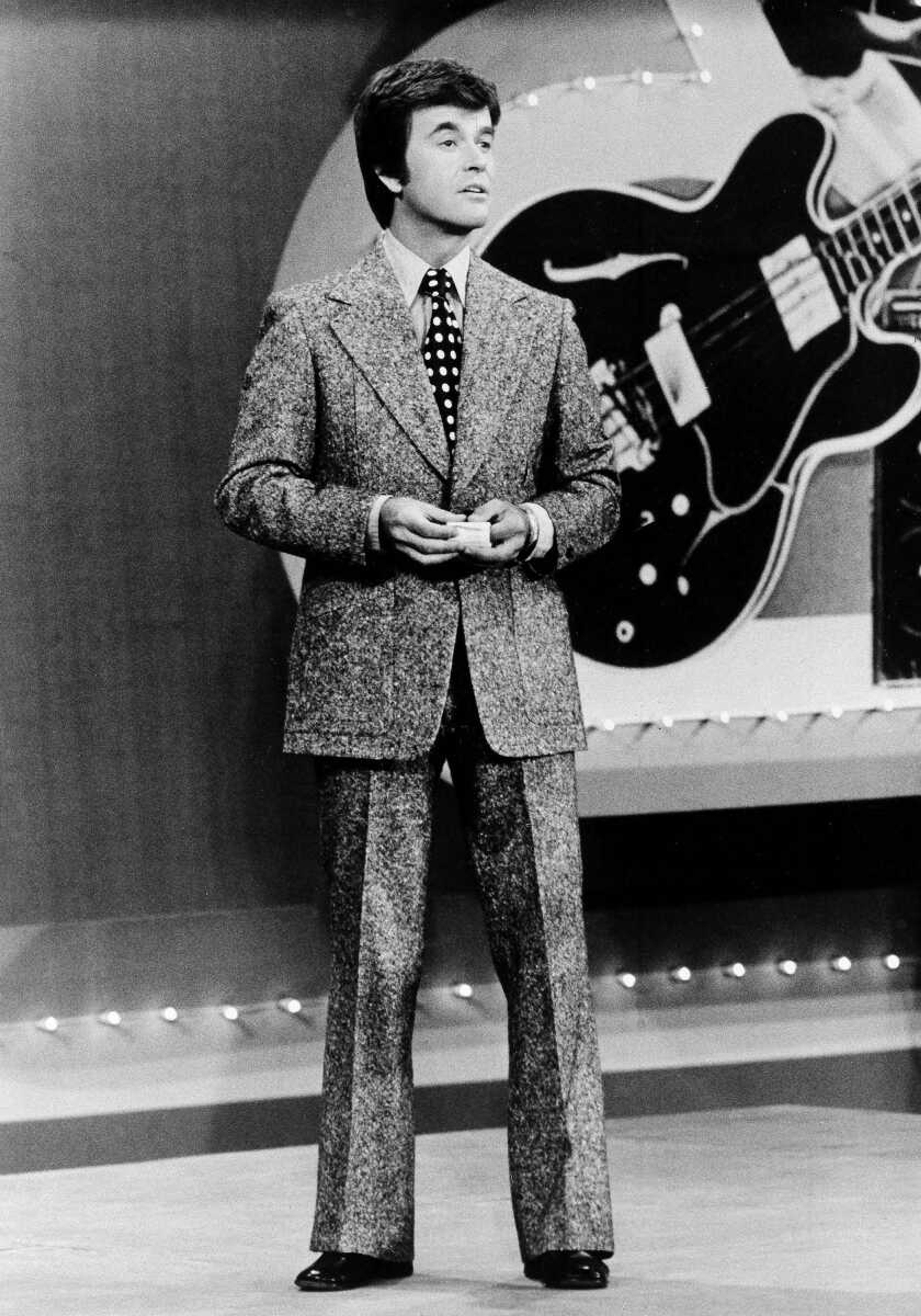 FILE - In this 1973 file photo released by ABC, Dick Clark presents the Rock and Roll Year_ a musical portrait of the 1950s and 1960s on the ABC television network in a series of five specials. Clark, the television host who helped bring rock `n' roll into the mainstream on "American Bandstand," died Wednesday, April 18, 2012 of a heart attack. He was 82. (AP Photo/ABC, File)