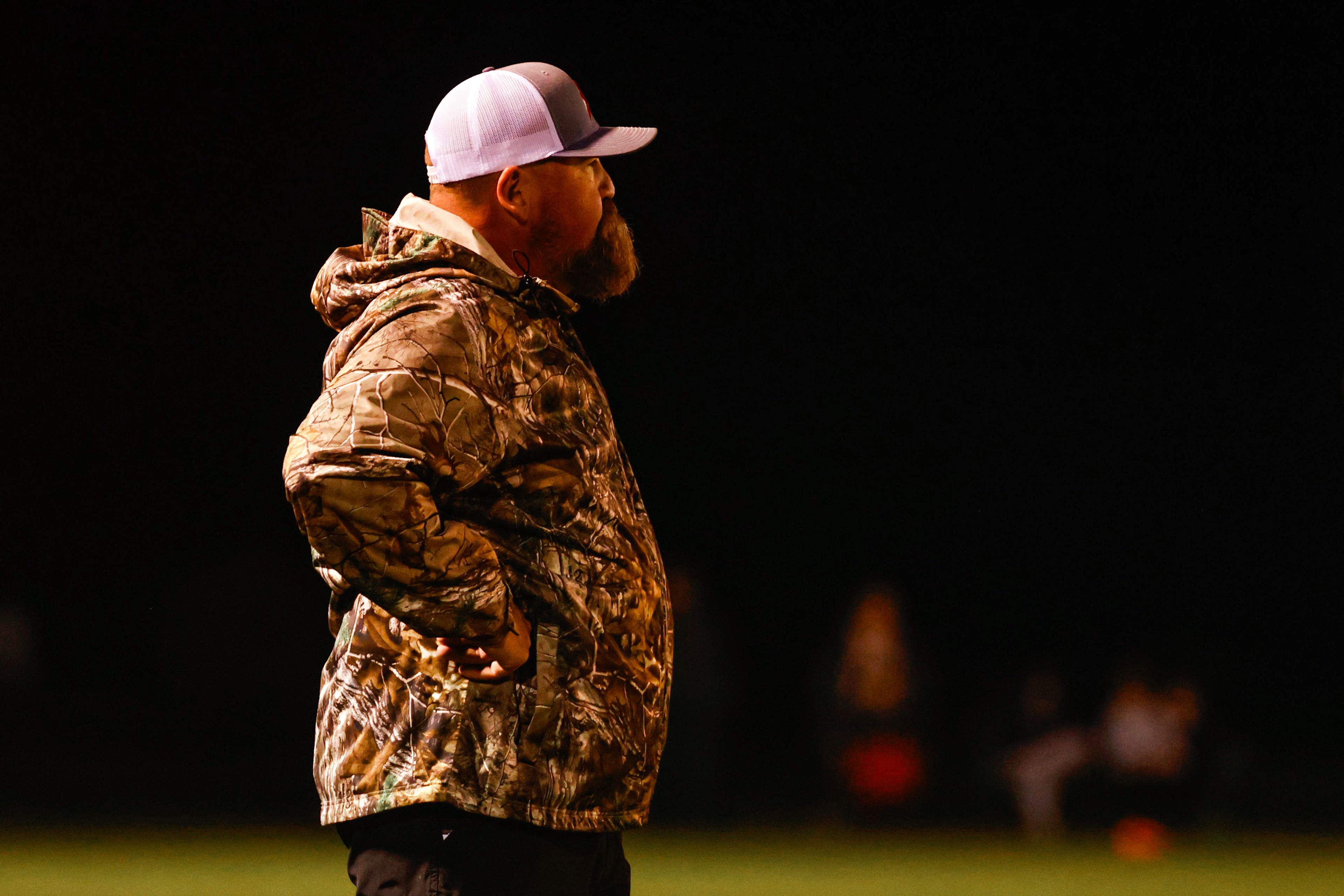 Chaffee head coach, Jack Altermatt, watches play at Chaffee High School on Friday, September 27th.