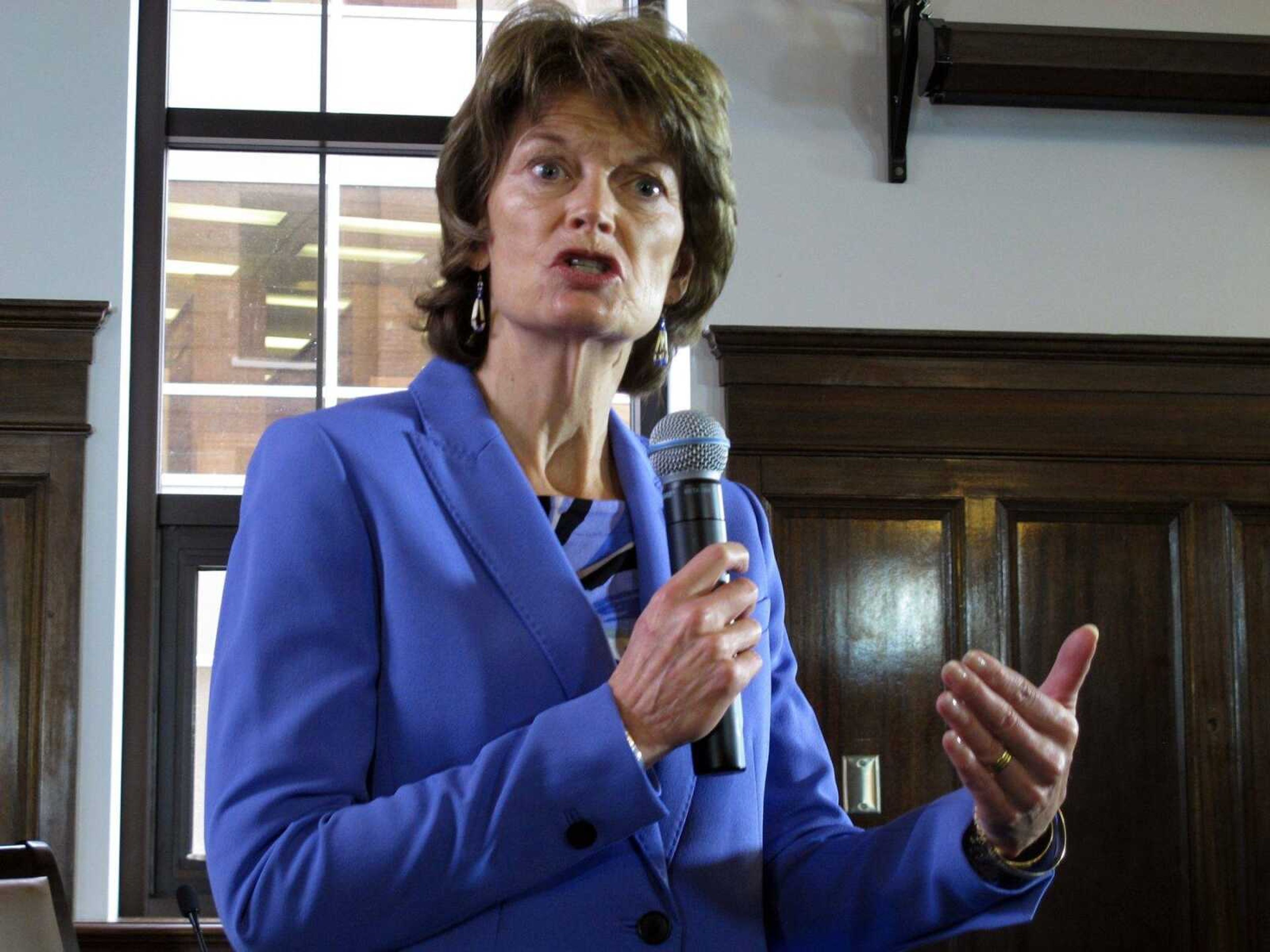 Sen. Lisa Murkowski, R-Alaska, speaks during a news conference Feb. 22 in Juneau, Alaska. Her home state has the highest health premiums since the Affordable Care Act took effect.