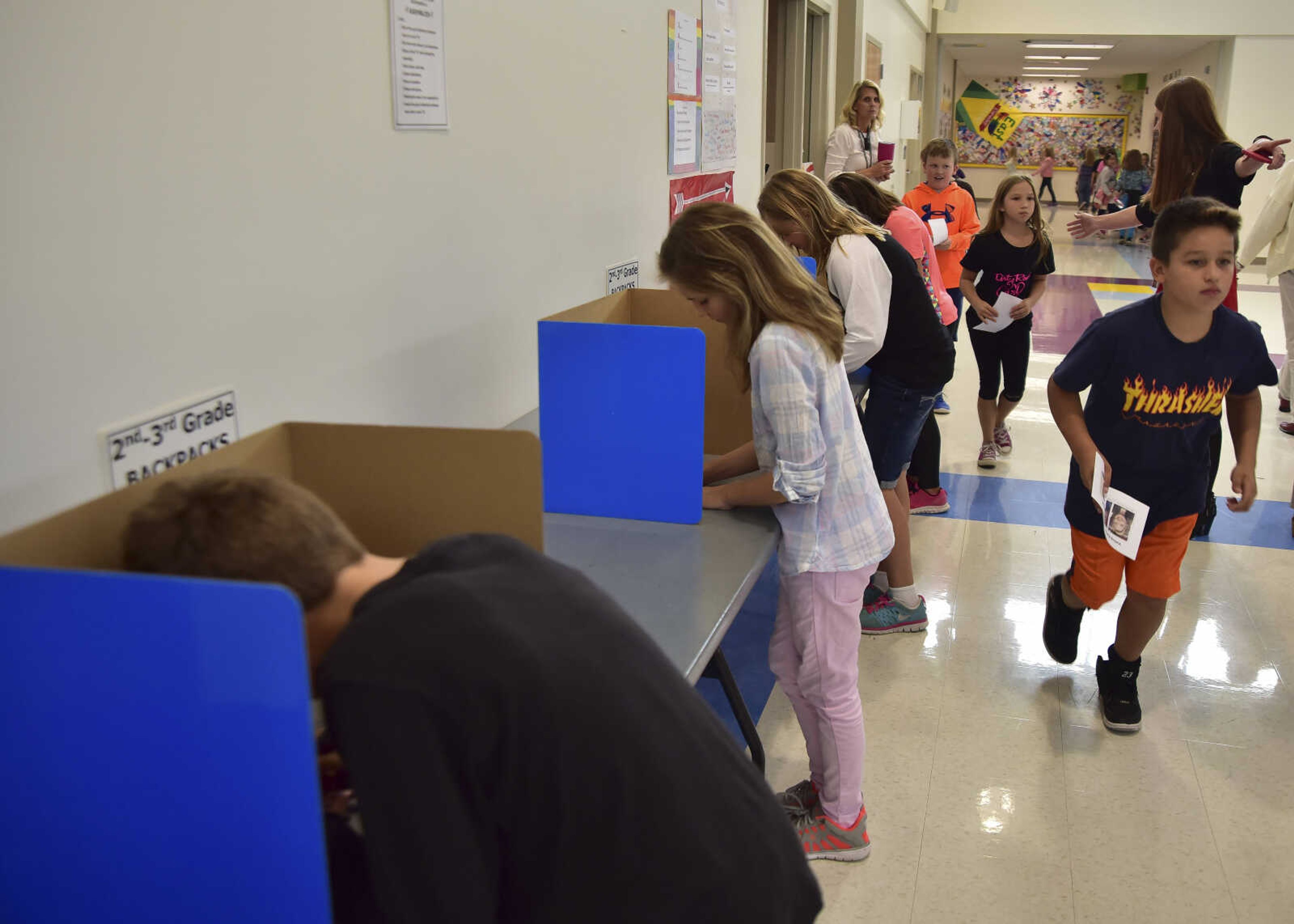 ANDREW J. WHITAKER ~ awhitaker@semissourian.com
Students cast their ballots during a mock election Tuesday, Nov. 8, 2016 at East Elementary in Jackson.