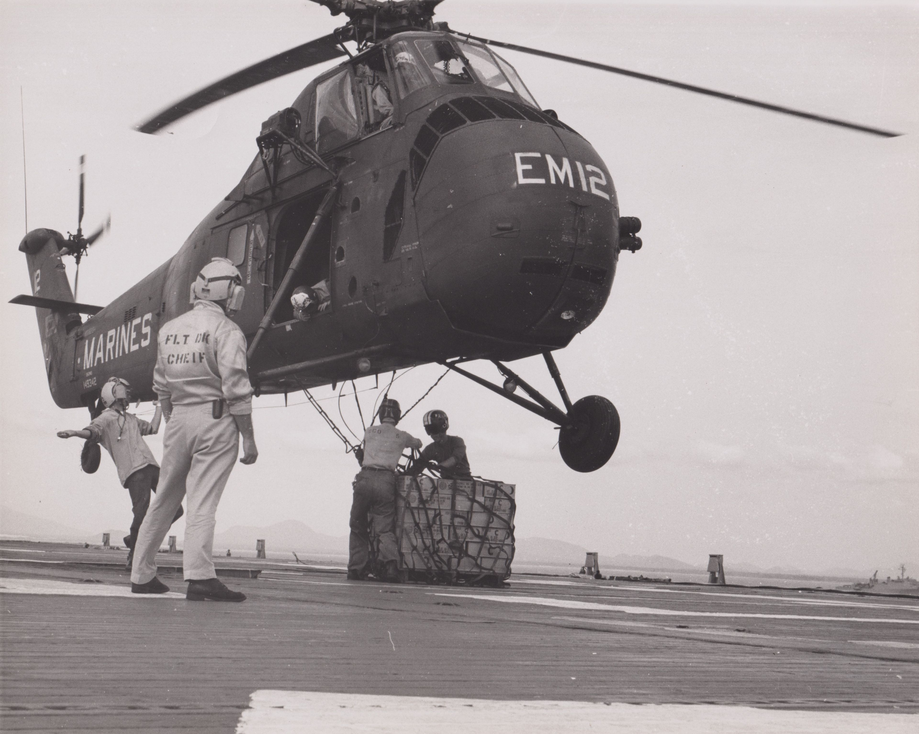 A Marine helicopter in action during the Vietnam War. Red Clifton Collection.
