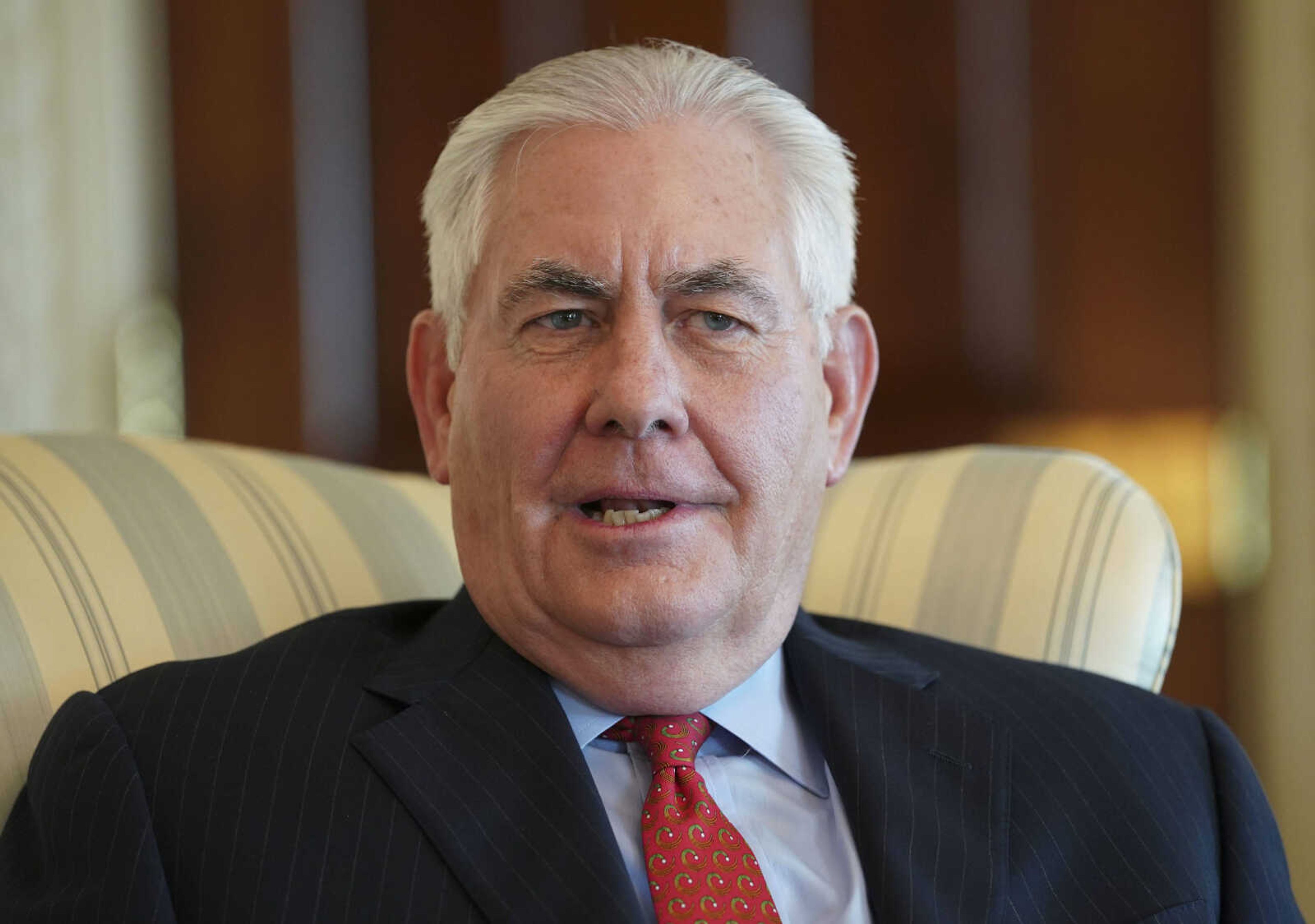 Secretary of State Rex Tillerson speaks during an interview with the Associated Press at the State Department on Friday in Washington.