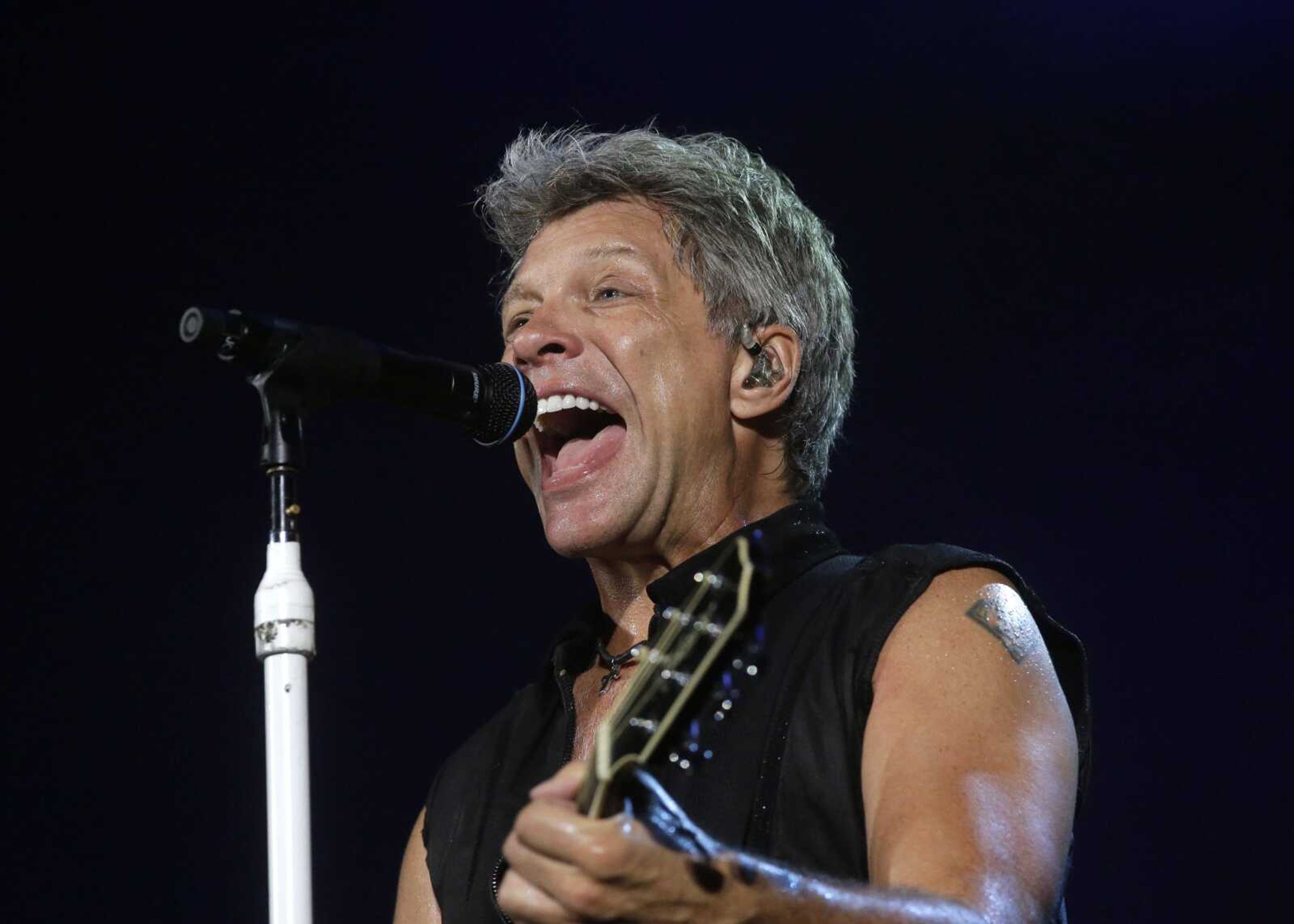 Bon Jovi lead singer Jon Bon Jovi performs during a 2015 "Bon Jovi Live!" concert at Gelora Bung Karno Stadium in Jakarta, Indonesia, on its Asia tour.