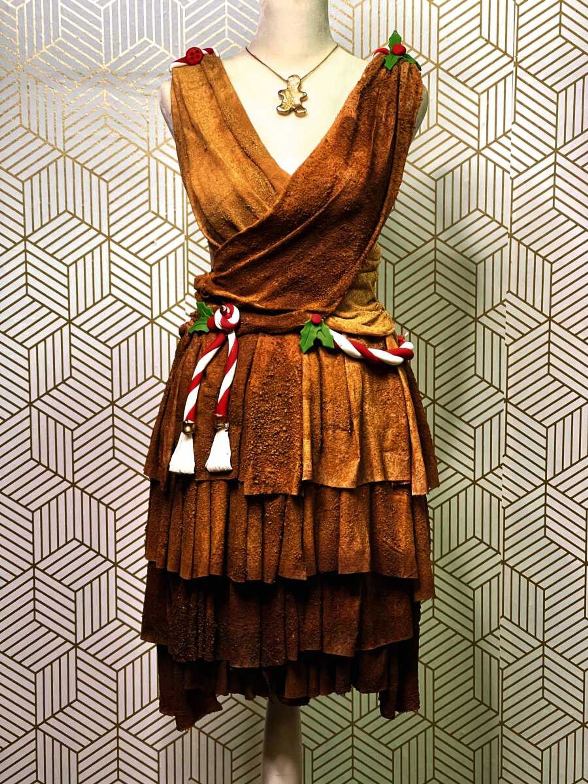 A gingerbread dress fashioned by Chad Stone for the Food Network's "Christmas Cookie Challenge", set to air Sunday, Nov. 13.