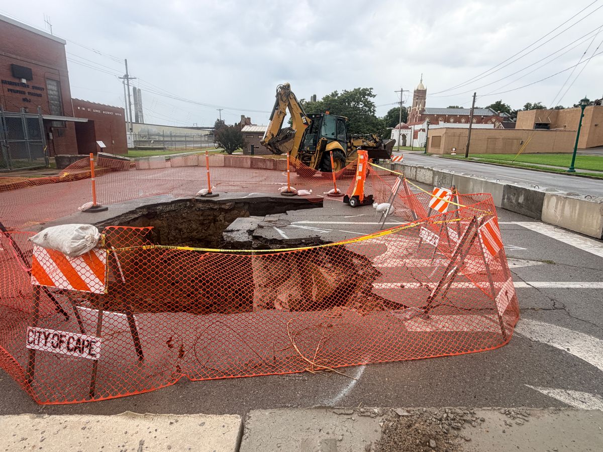 City still investigating downtown sinkhole