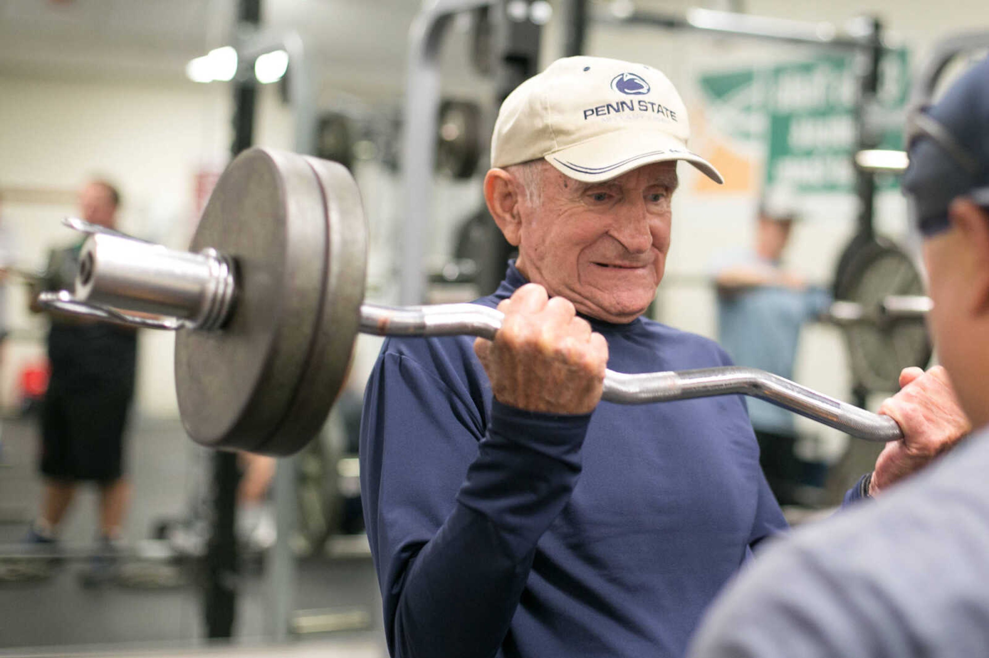 GLENN LANDBERG ~ glandberg@semissourian.com

Bob Maschal, 88, gets a rep in during the arm curl weightlifting event at the Southeast Missouri Senior Games in Perryville, Missouri Wednesday, Aug. 19, 2015.