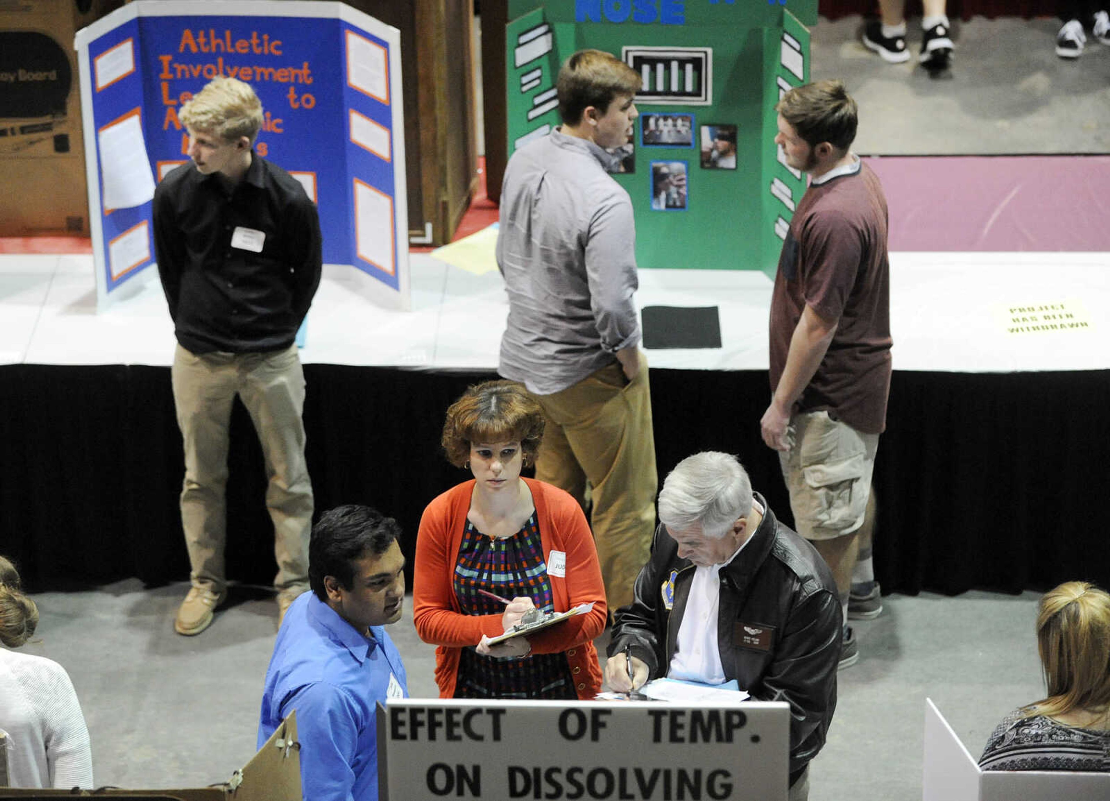 LAURA SIMON ~ lsimon@semissourian.com

Judging commences among the 413 projects and 565 students at the 2016 Southeast Missouri Regional Science Fair, Tuesday, March 8, 2016, at the Show Me Center in Cape Girardeau.