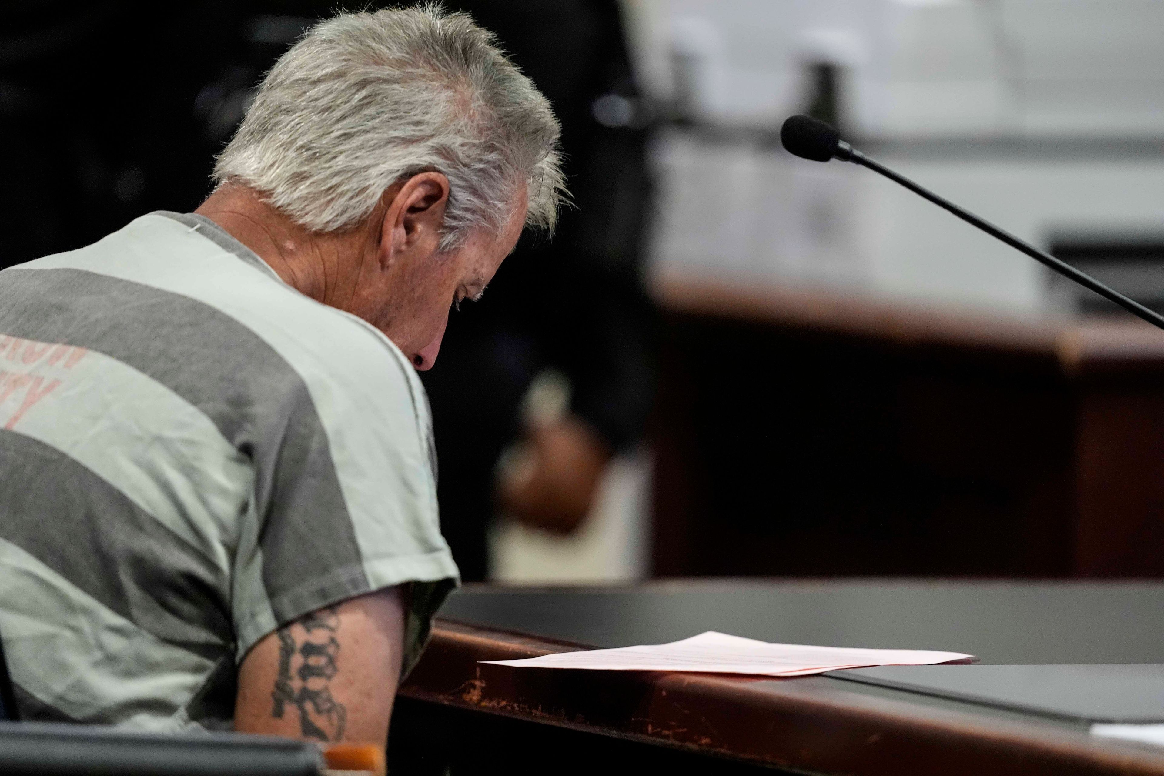 Colin Gray, 54, the father of Apalachee High School shooter Colt Gray, 14, sits in the Barrow County courthouse for his first appearance, on Friday, Sept. 6, 2024, in Winder, Ga. (AP Photo/Brynn Anderson)