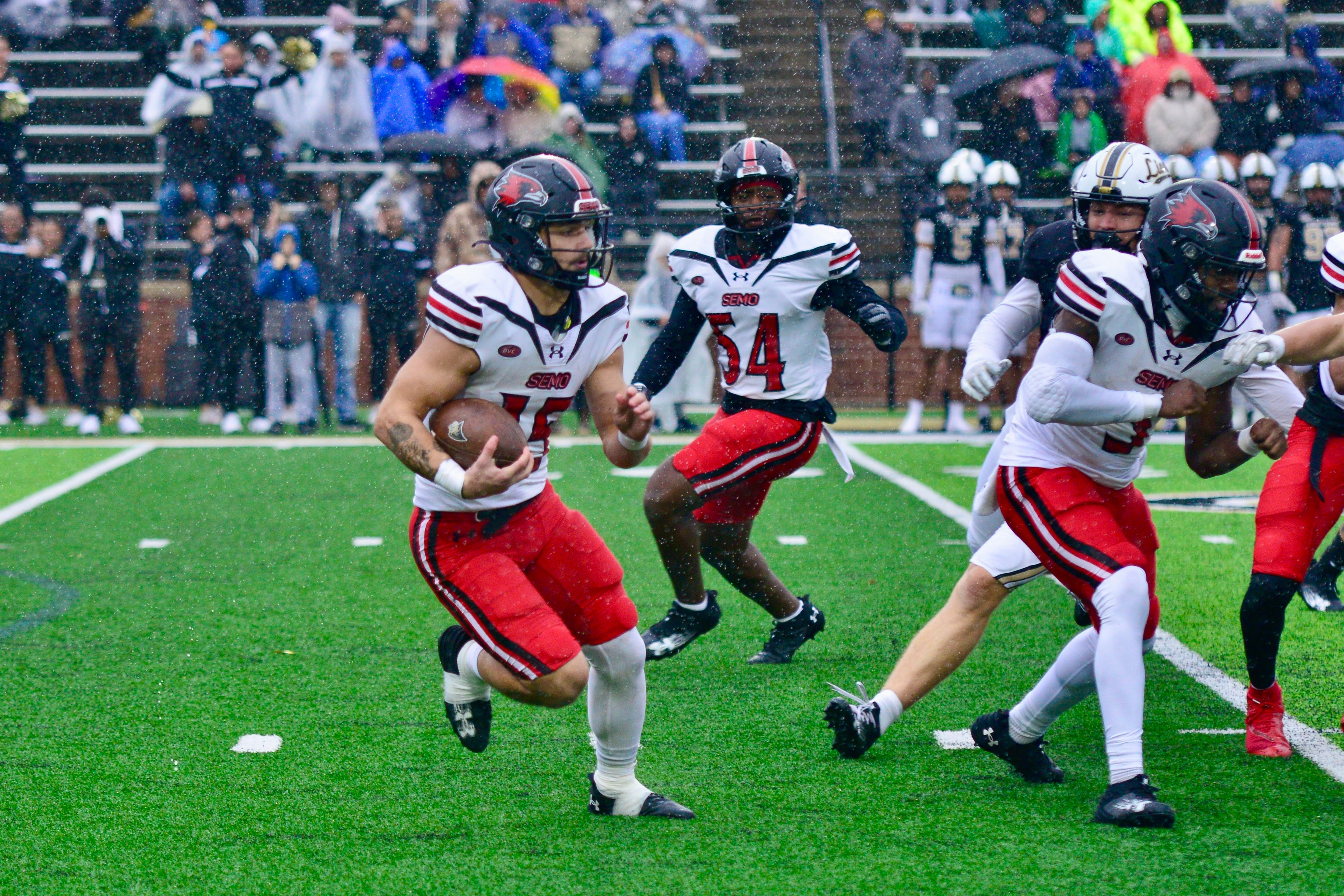 SEMO running back Cole Ruble returns the kickoff against Lindenwood on Saturday, Nov. 9, in St. Charles. 