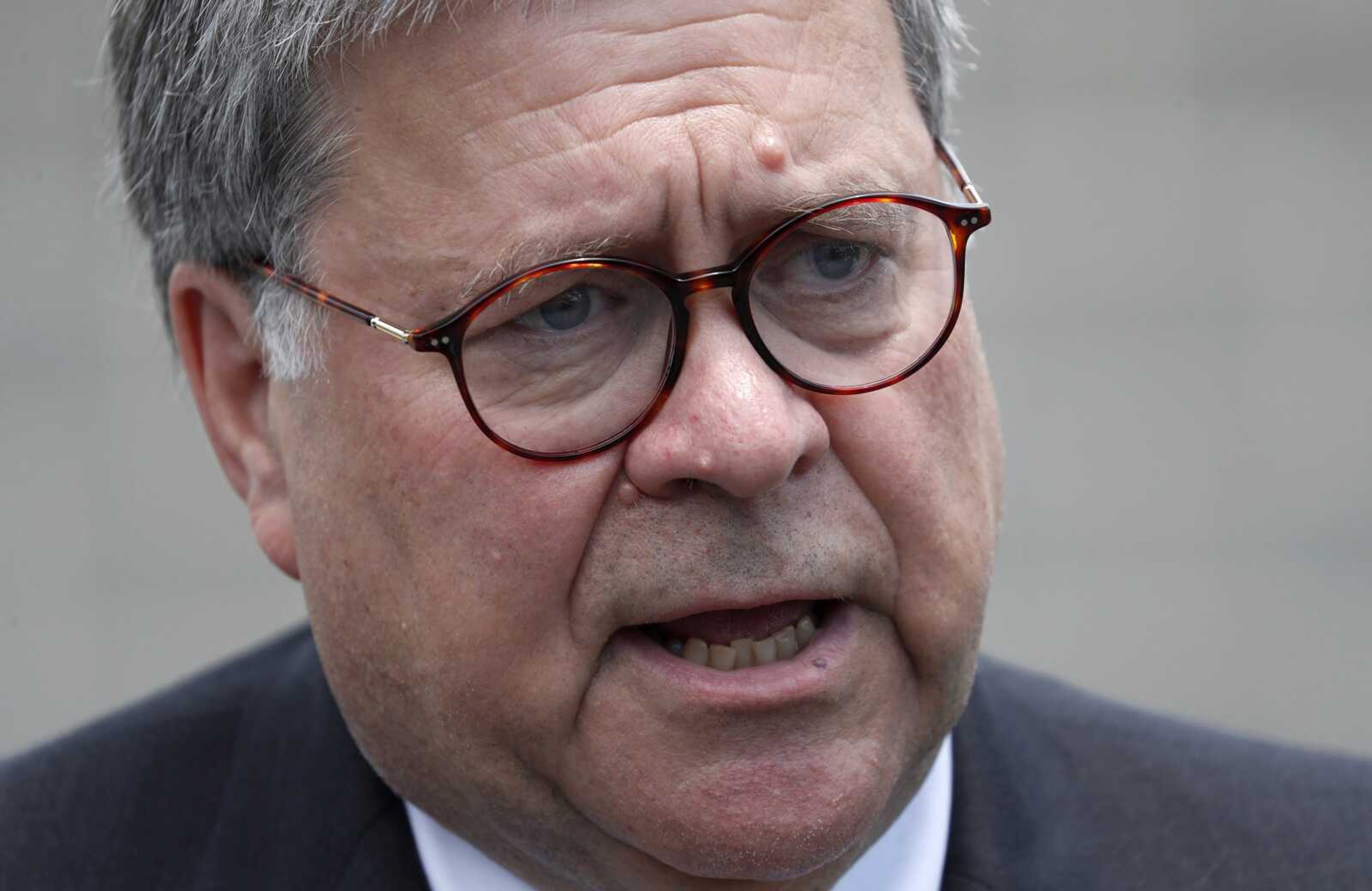 Attorney General William Barr speaks during a tour of a federal prison Monday in Edgefield, South Carolina.