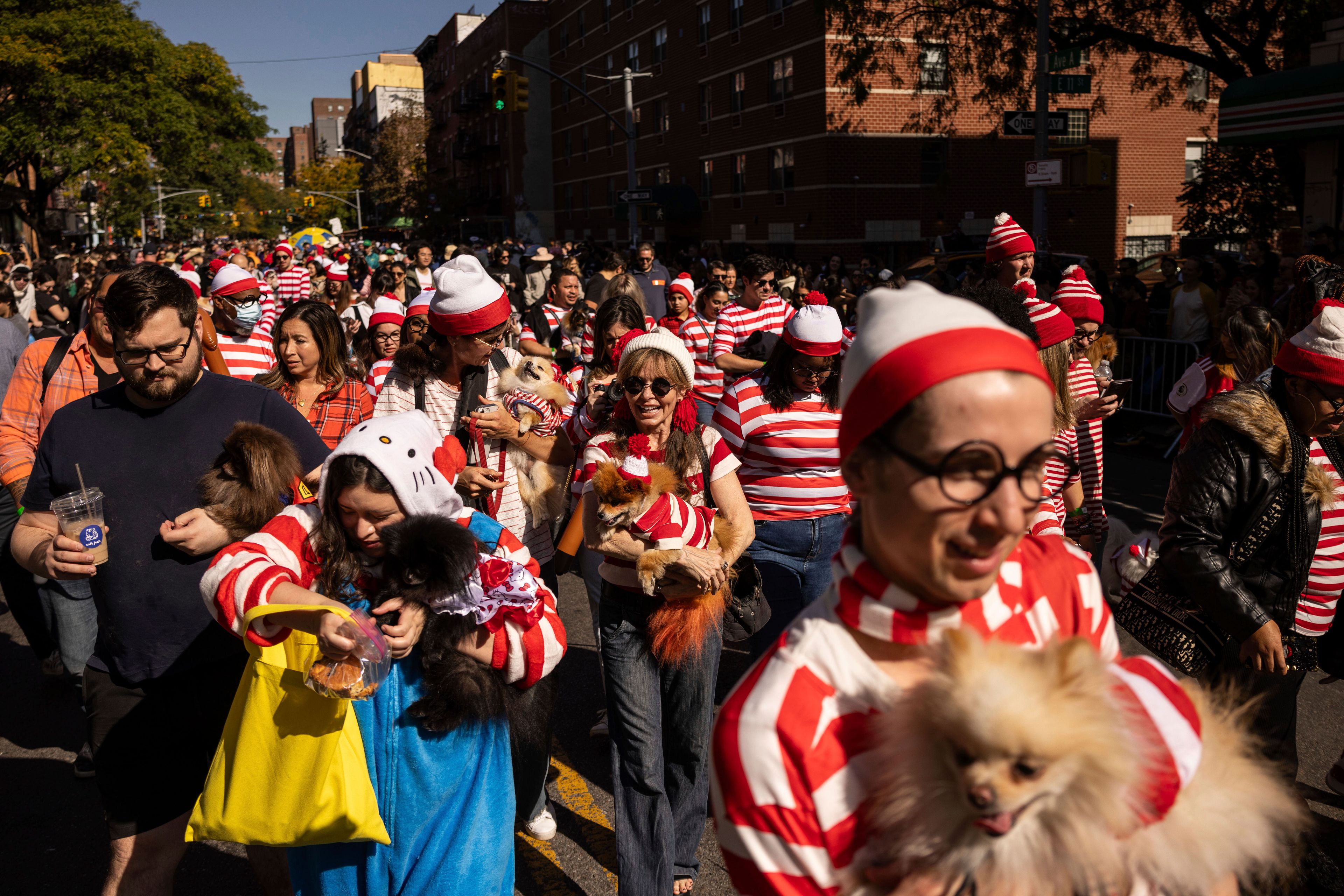 People and their dogs in costume participate in the 34th annual Tompkins Square Halloween Dog Parade, Saturday, Oct. 19, 2024, in New York. (AP Photo/Yuki Iwamura)