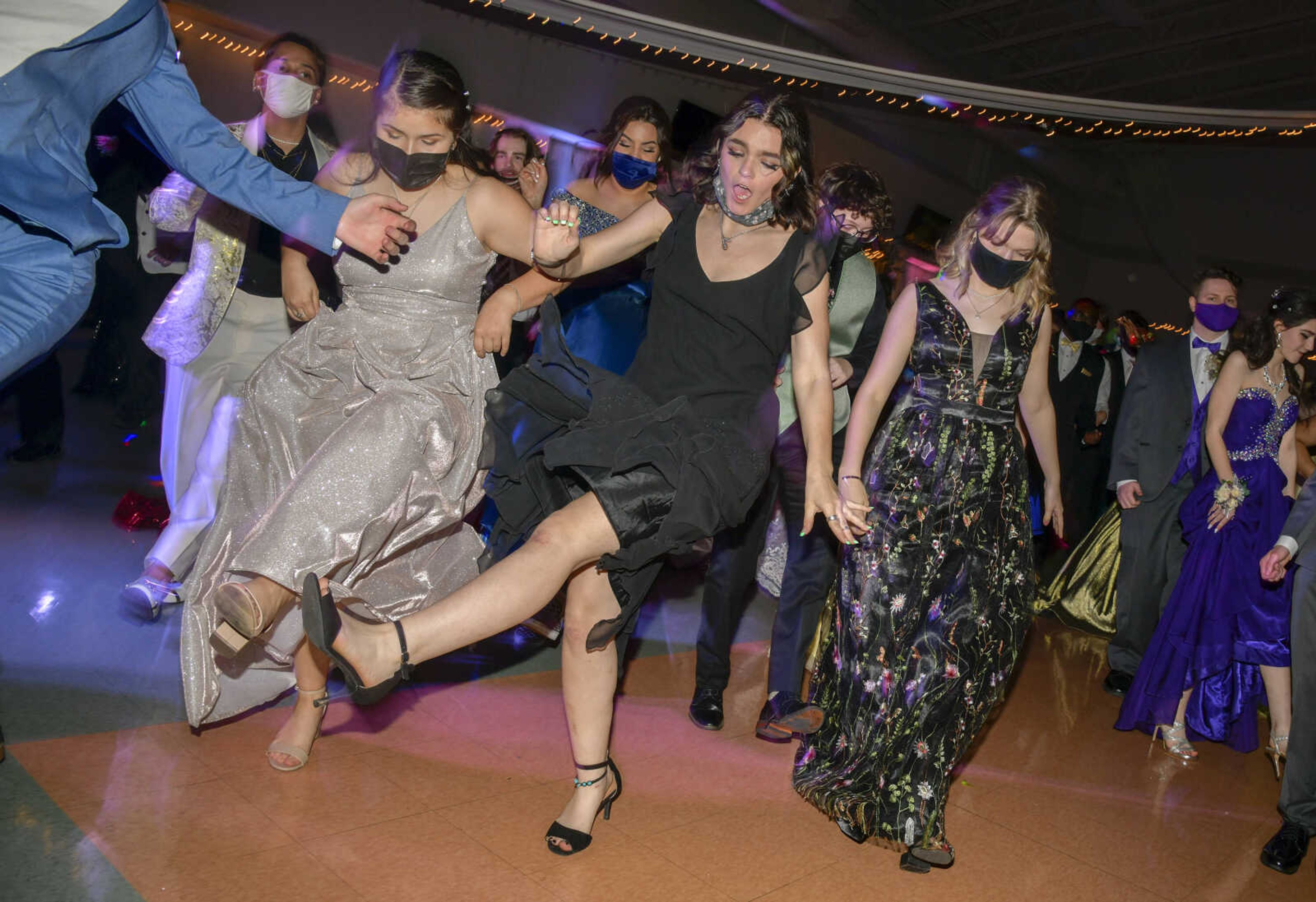 Students dance to the "Cupid Shuffle" by Cupid during the prom at Cape Central High School in Cape Girardeau on Saturday, May 8, 2021.