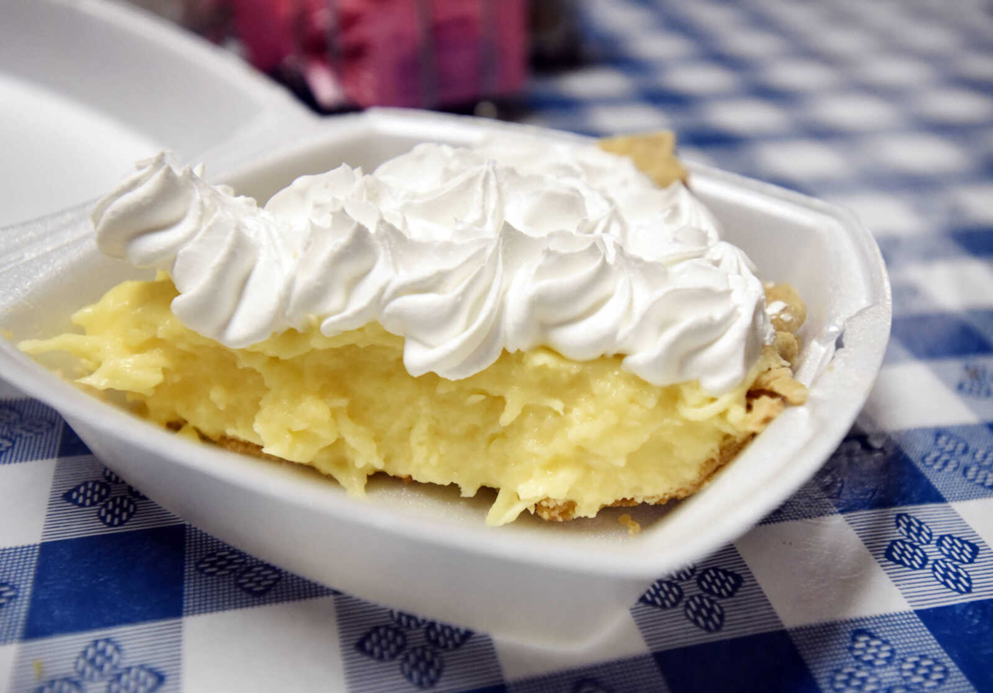 A slice of homemade coconut cream pie at Bonnie's Moo Cow Cafe in Patton, Missouri.