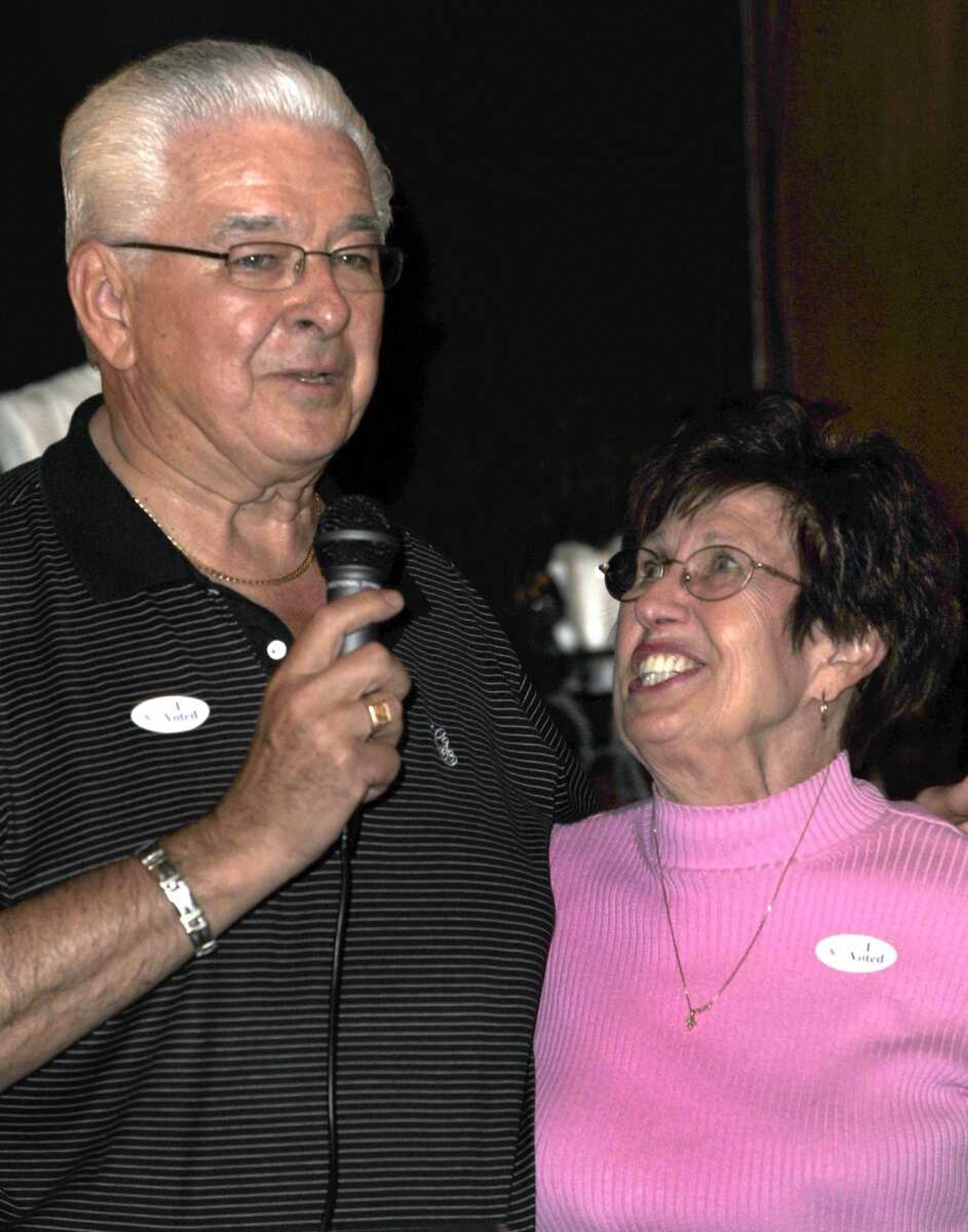 Fran Rediger is shown with her husband, Harry Rediger, after his mayoral election in 2010. (Fred Lynch)