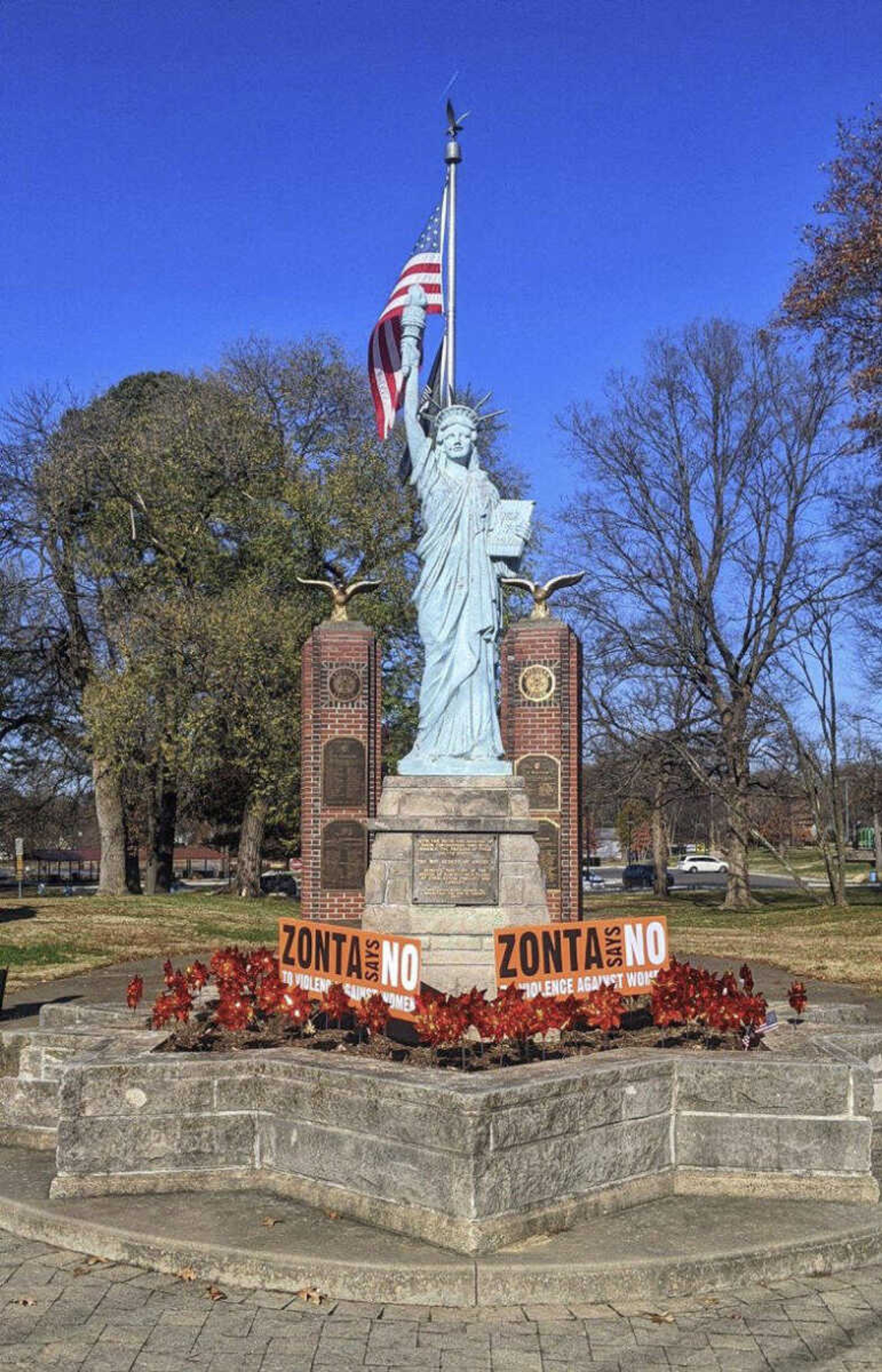 Cape Girardeau Zonta Club on Saturday placed pinwheels at Freedom Corner in Capaha Park to recognize 73 women who were killed by men in Missouri last year.