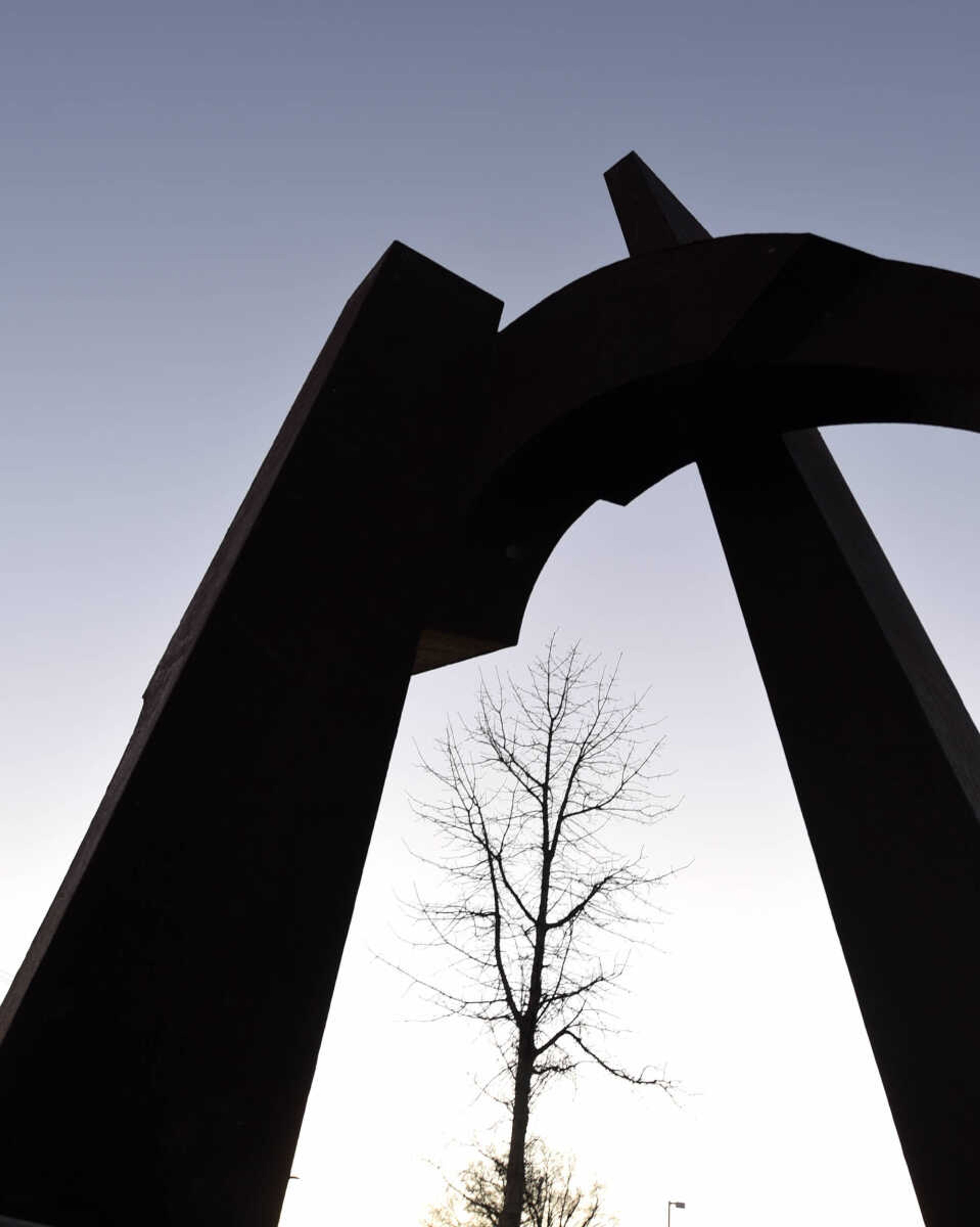 James Johnson's sculpture, "The Seeker" is seen on Thursday evening, April 6, 2017, in Cape Girardeau.