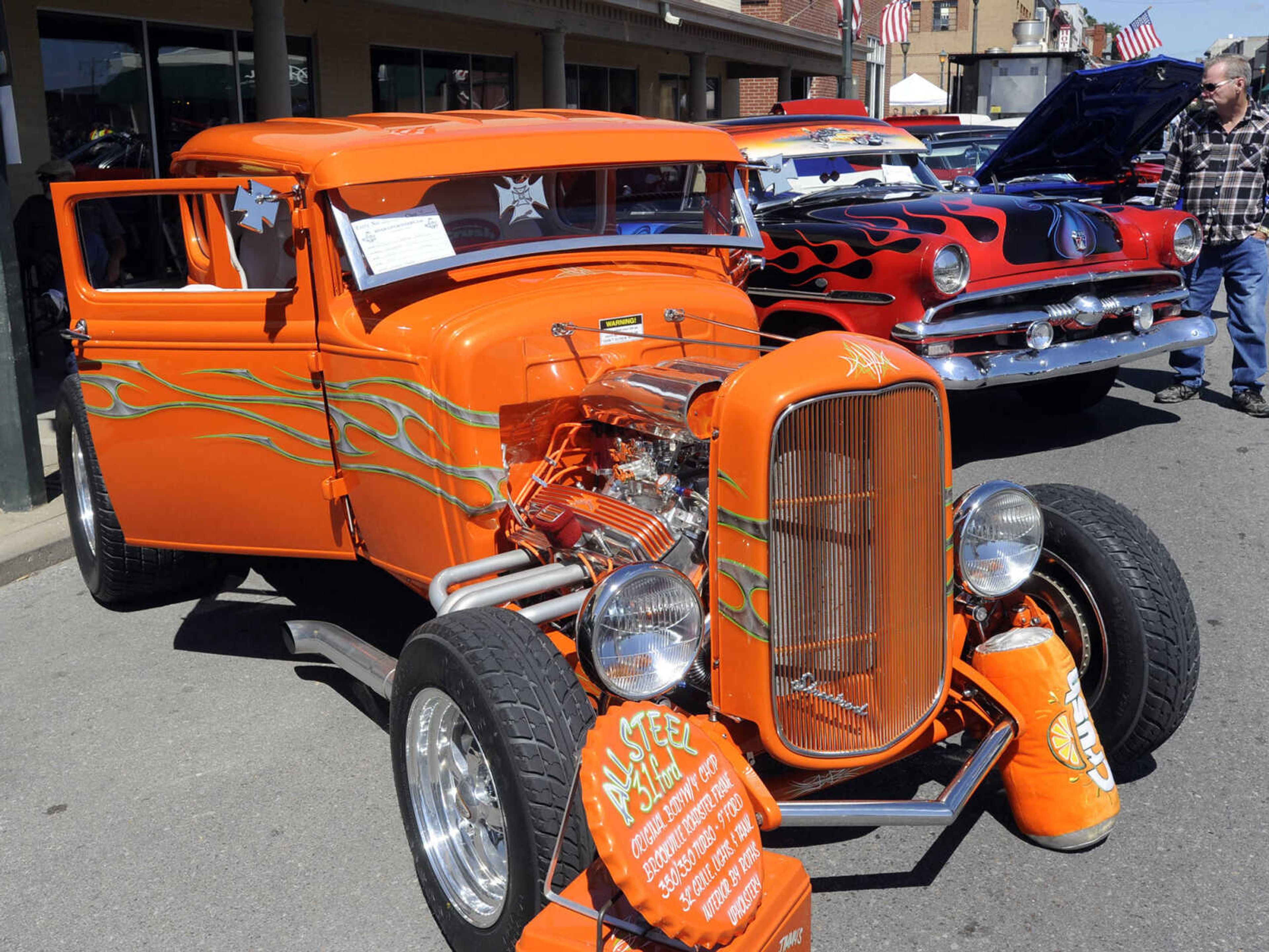 A 1931 Ford 2-door coupe owned by Jimmie and Tascha Hudson of Advance, Missouri is on display at the River Tales Classic Car Show on Sunday, Sept. 14, 2014 in Cape Girardeau.