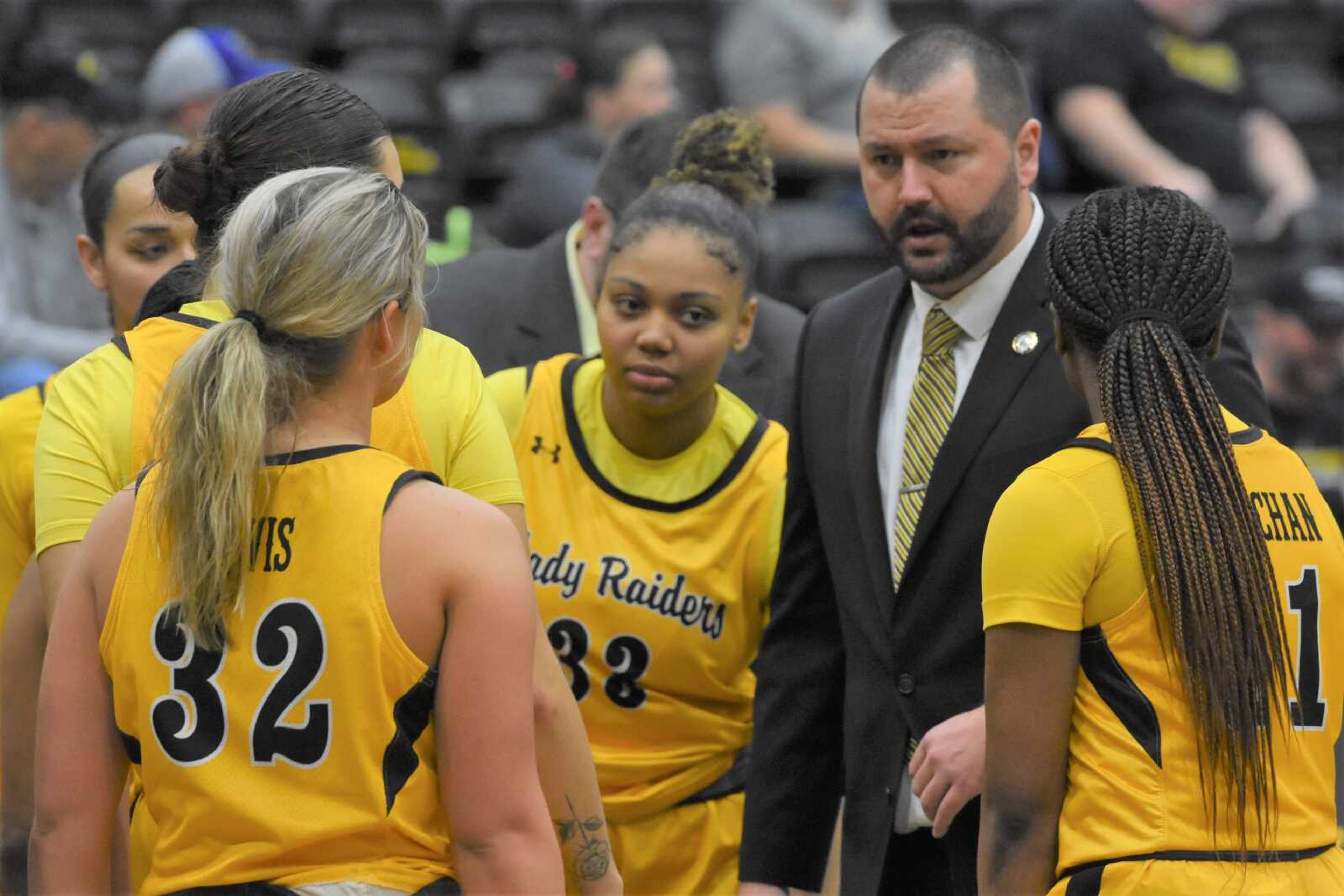 Alex Wiggs, head coach of the Three Rivers women's basketball team, saw six Lady Raiders score in double figures in Saturday's big win over visiting State Fair CC.