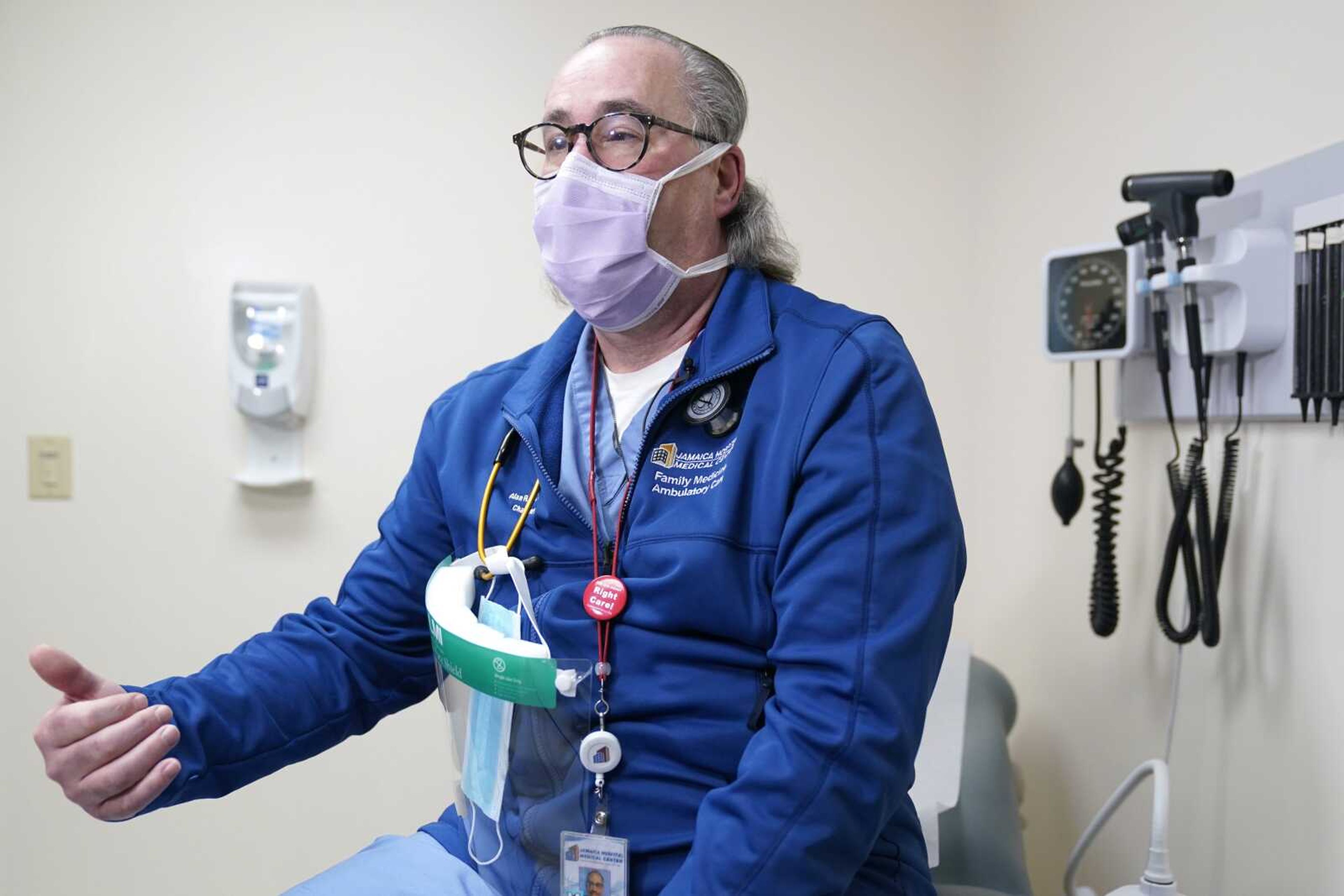 Dr. Alan Roth talks to reporters Dec. 29 at Jamaica Hospital Medical Center in New York, Tuesday.