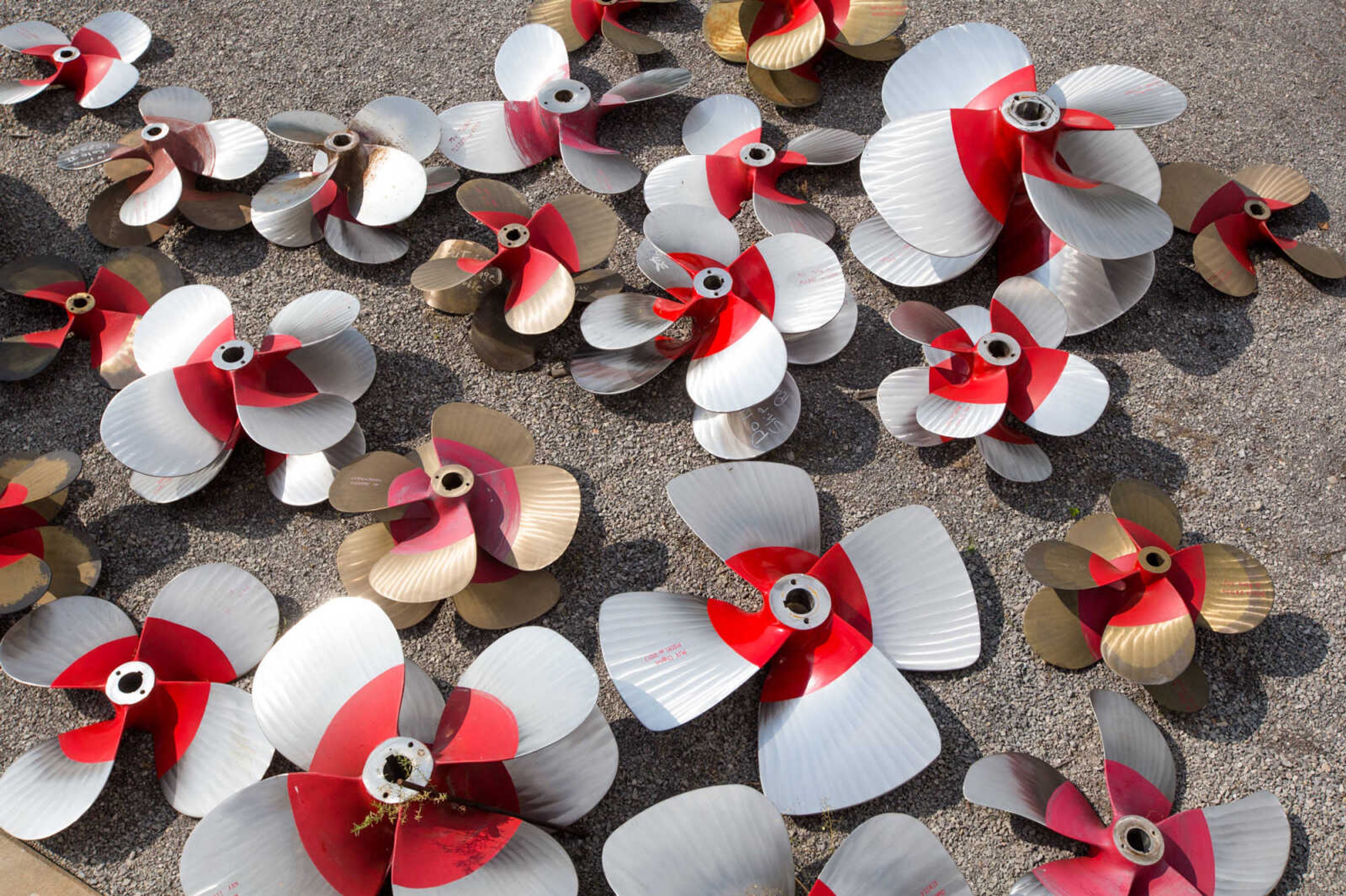 GLENN LANDBERG ~ glandberg@semissourian.com

A grouping of propellers rest outside the repair shop at Missouri Dry Dock and Repair Co. in Cape Girardeau Wednesday, July 28, 2016.