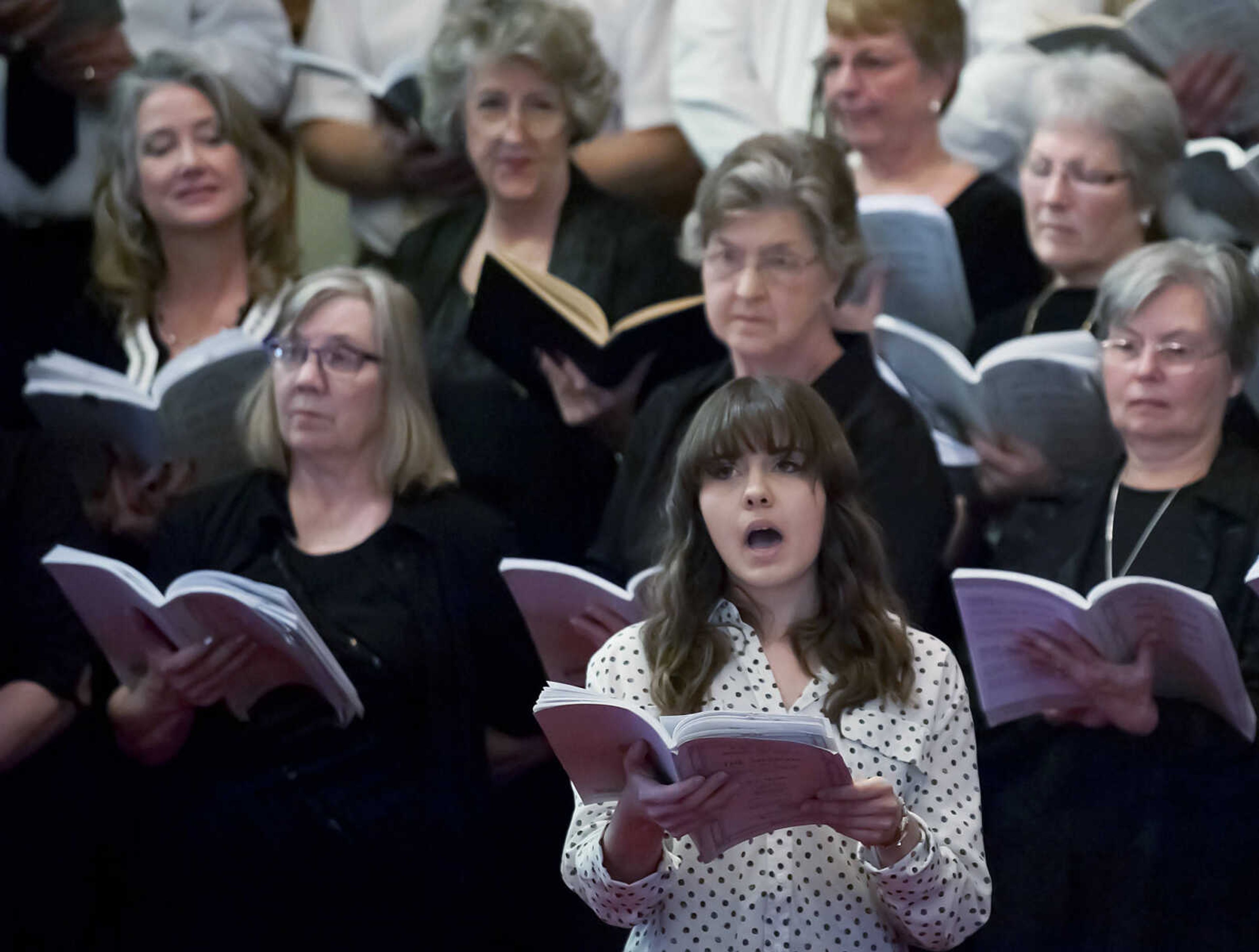 Emily Long sings a solo as the Community Messiah Choir performs Handel's "Messiah," Sunday, Jan. 12, at the New McKendree United Methodist Church in Jackson, Mo. The choir is composed of the members of several local congregations and will perform the 18th century English-language oratorio composed by George Frideric Handel again at 3 p.m. Jan., 19, at Trinity Lutheran Church in Cape Girardeau.