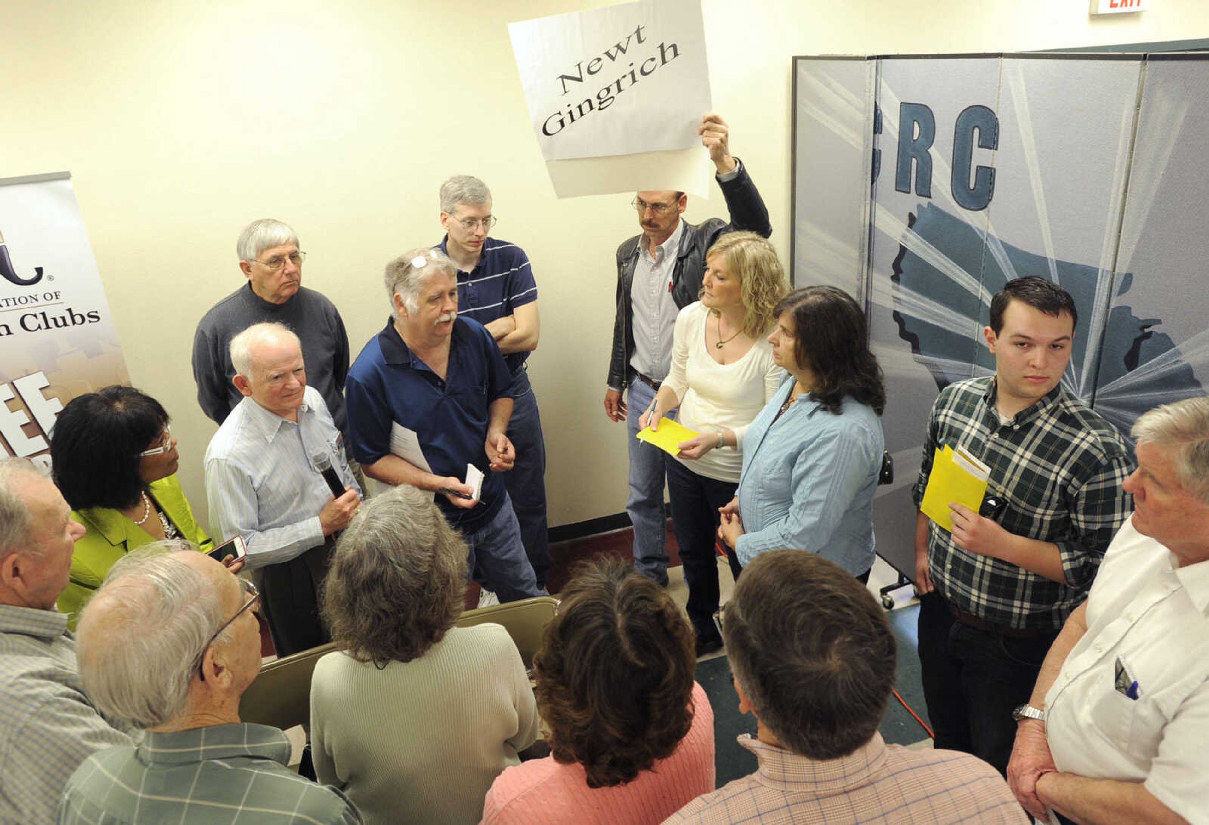 FRED LYNCH ~ flynch@semissourian.com
Newt Gingrich supporters gather at the Cape Girardeau County GOP caucus Saturday, March 17, 2012 in Jackson.