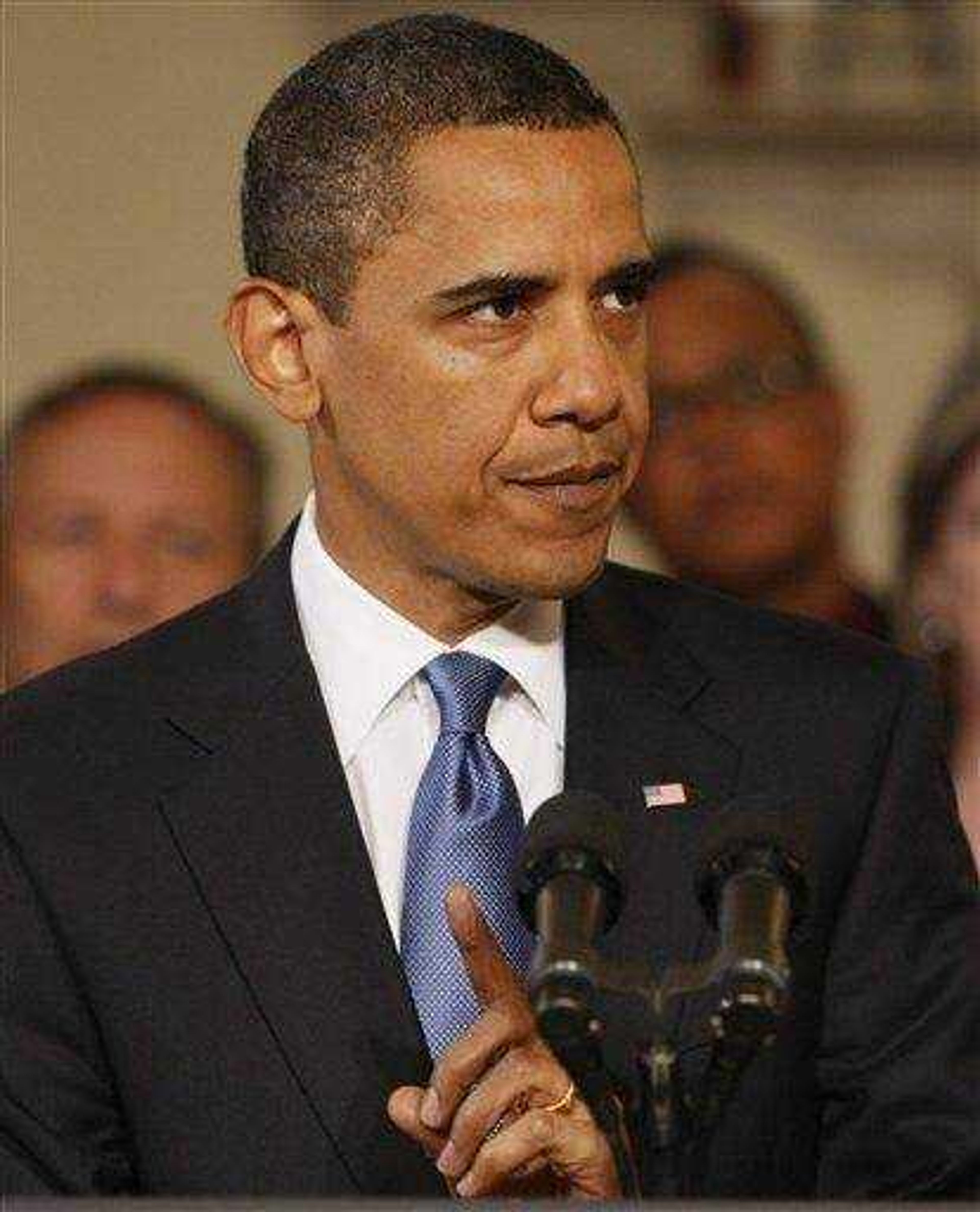 President Barack Obama speaks about General Motors and the auto industry, June 1, in the Grand Foyer of the White House in Washington. (AP Photo/Charles Dharapak)