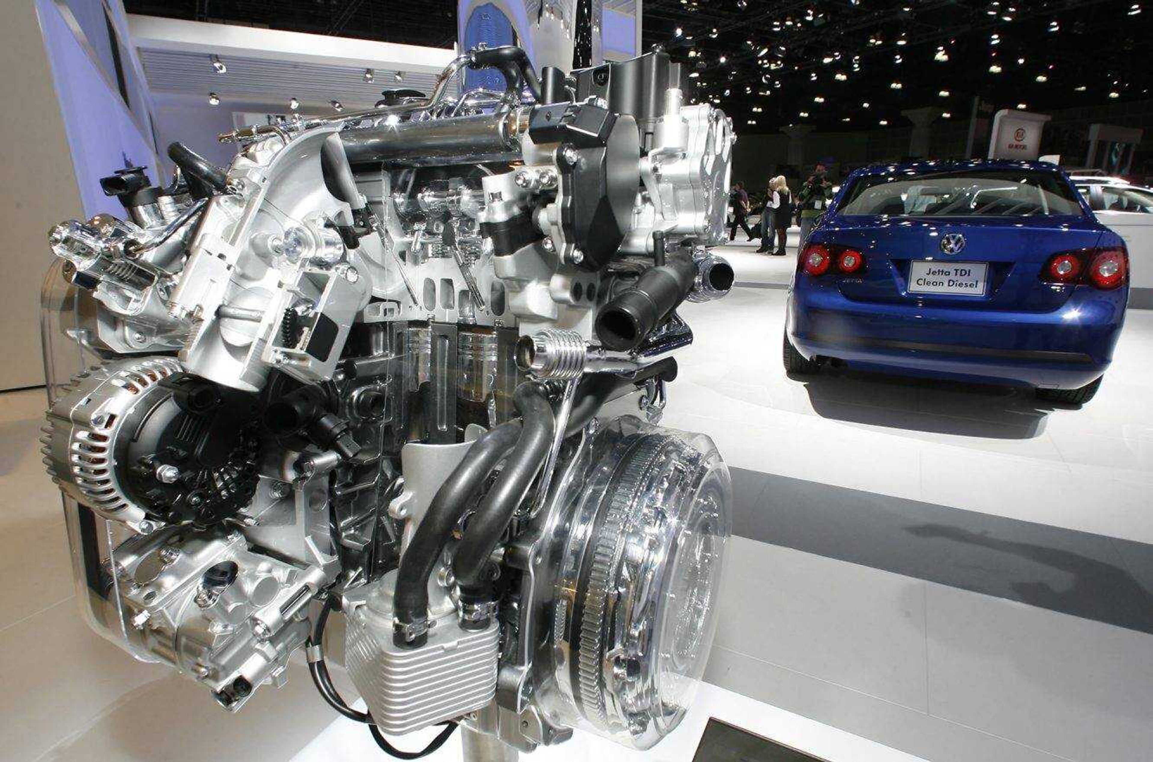 FILE - In this Nov. 20, 2008, file photo a Volkswagen Jetta TDI diesel engine is displayed at the Los Angeles Auto Show. Volkswagen is facing a deadline of Monday, Dec. 19, 2016, to tell a federal judge in San Francisco whether it has reached a deal with U.S. regulators and attorneys for car owners on the remaining 80,000 diesel vehicles that cheated on emissions tests. (AP Photo/Damian Dovarganes, File)