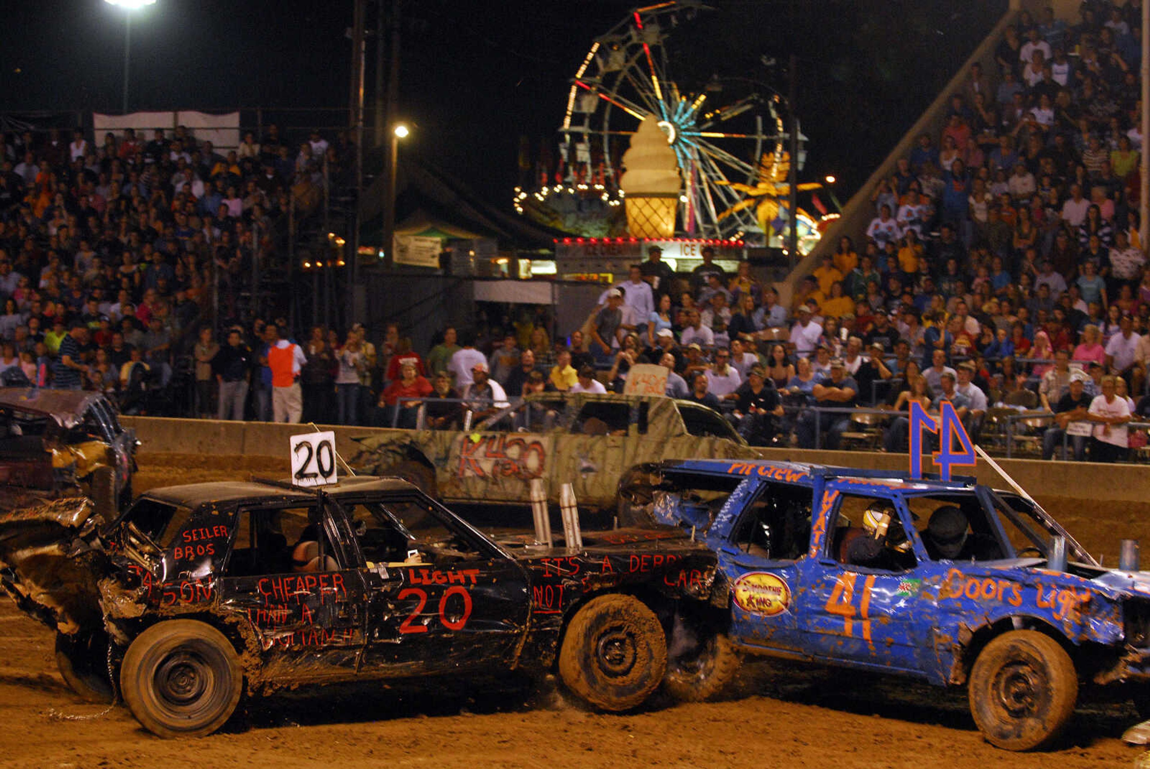 LAURA SIMON~lsimon@semissourian.com
The dual demolition derby at the 155th Annual SEMO District Fair Tuesday, September 14, 2010.