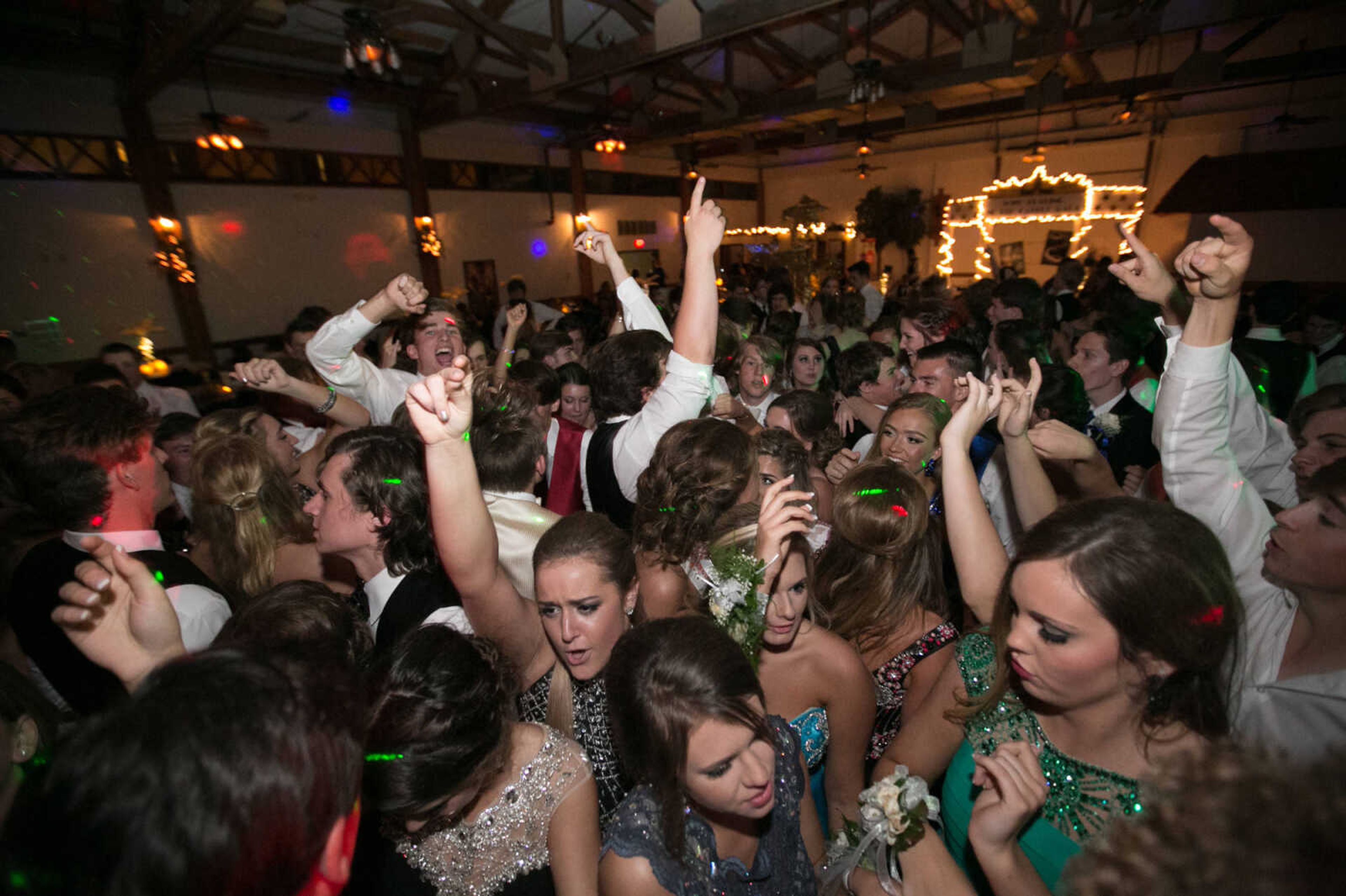 GLENN LANDBERG ~ glandberg@semissourian.com

Students take to the dance floor during the Notre Dame Regional High School prom, "Red Carpet Gala," Friday, April 29, 2016 at Bavarian Halle in Jackson.