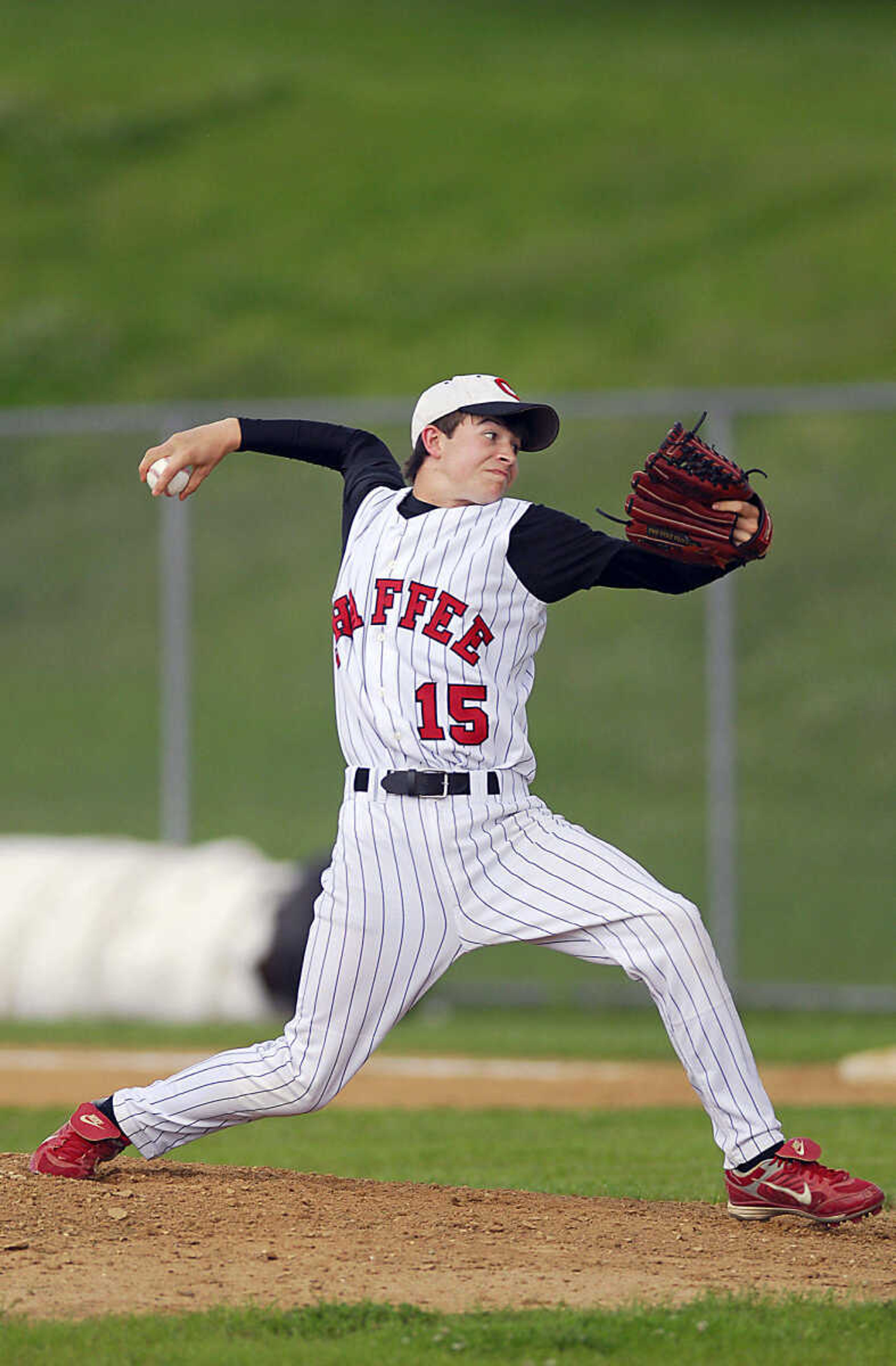 Chaffee starter Andrew Dooley pitches against Central Monday, May 11, 2009, at Central High in Cape Girardeau.