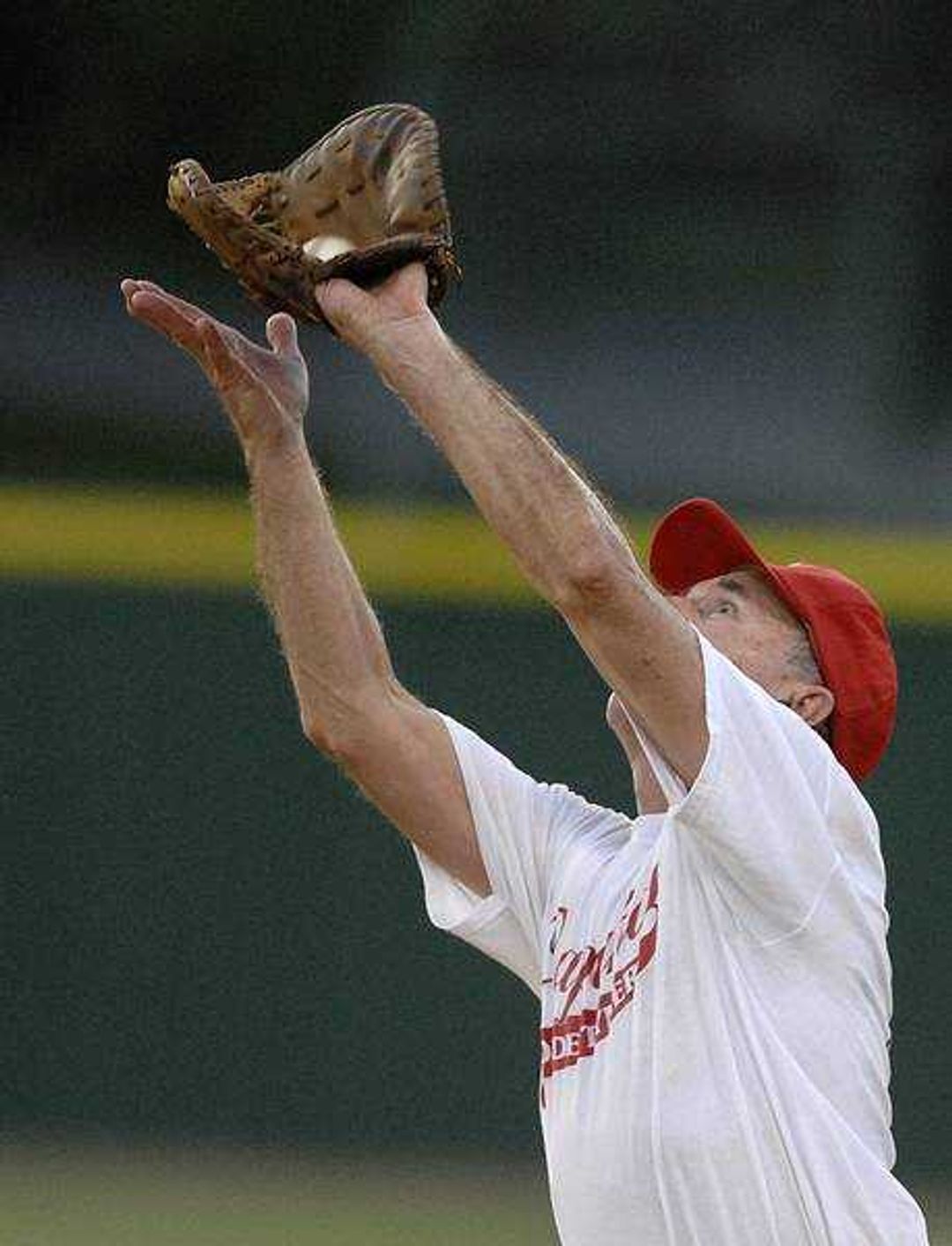 AARON EISENHAUER ~ aeisenhauer@semissourian.com
The first baseman pulls in a high pop fly during the Capahas Old Timers game on Saturday, June 14, 2008.