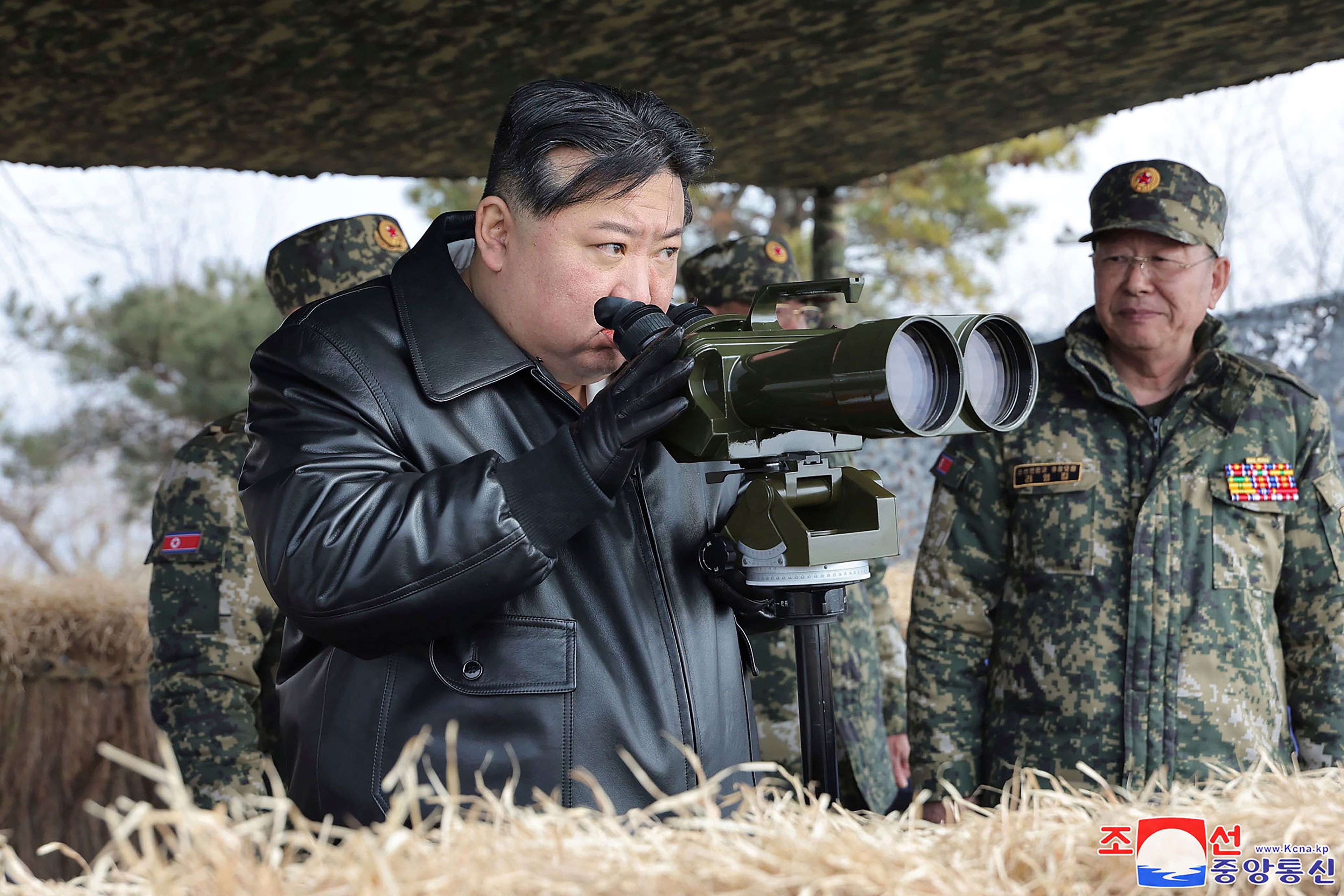 FILE - In this photo provided by the North Korean government, North Korean leader Kim Jong Un, left, supervises artillery firing drills in North Korea, on March 7, 2024. Independent journalists were not given access to cover the event depicted in this image. The content of this image is as provided and cannot be independently verified. Korean language watermark on image as provided by source reads: "KCNA" which is the abbreviation for Korean Central News Agency. (Korean Central News Agency/Korea News Service via AP, File)