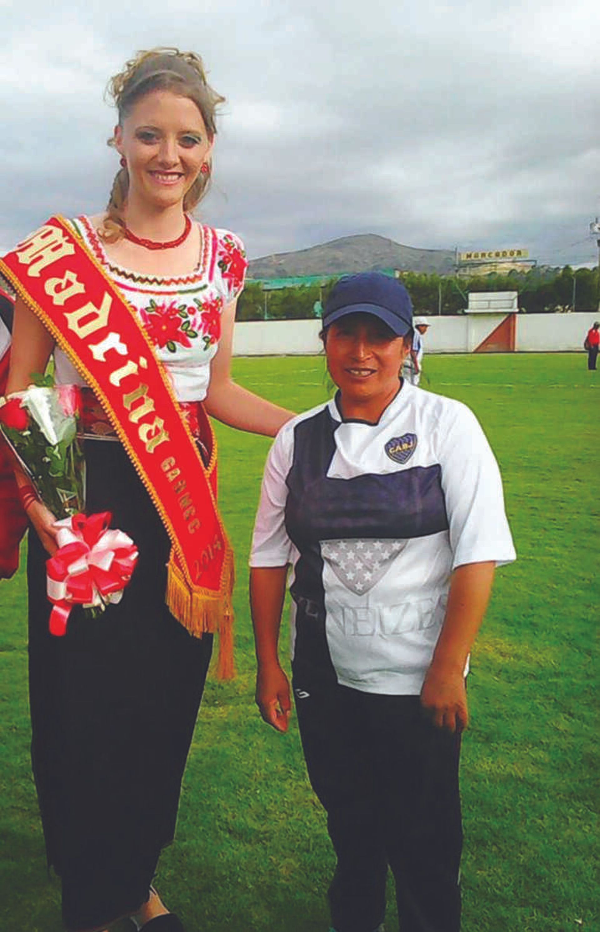 Shay and her host mom at the soccer field when she was the Madrina de Colta 2014. (submitted photo)