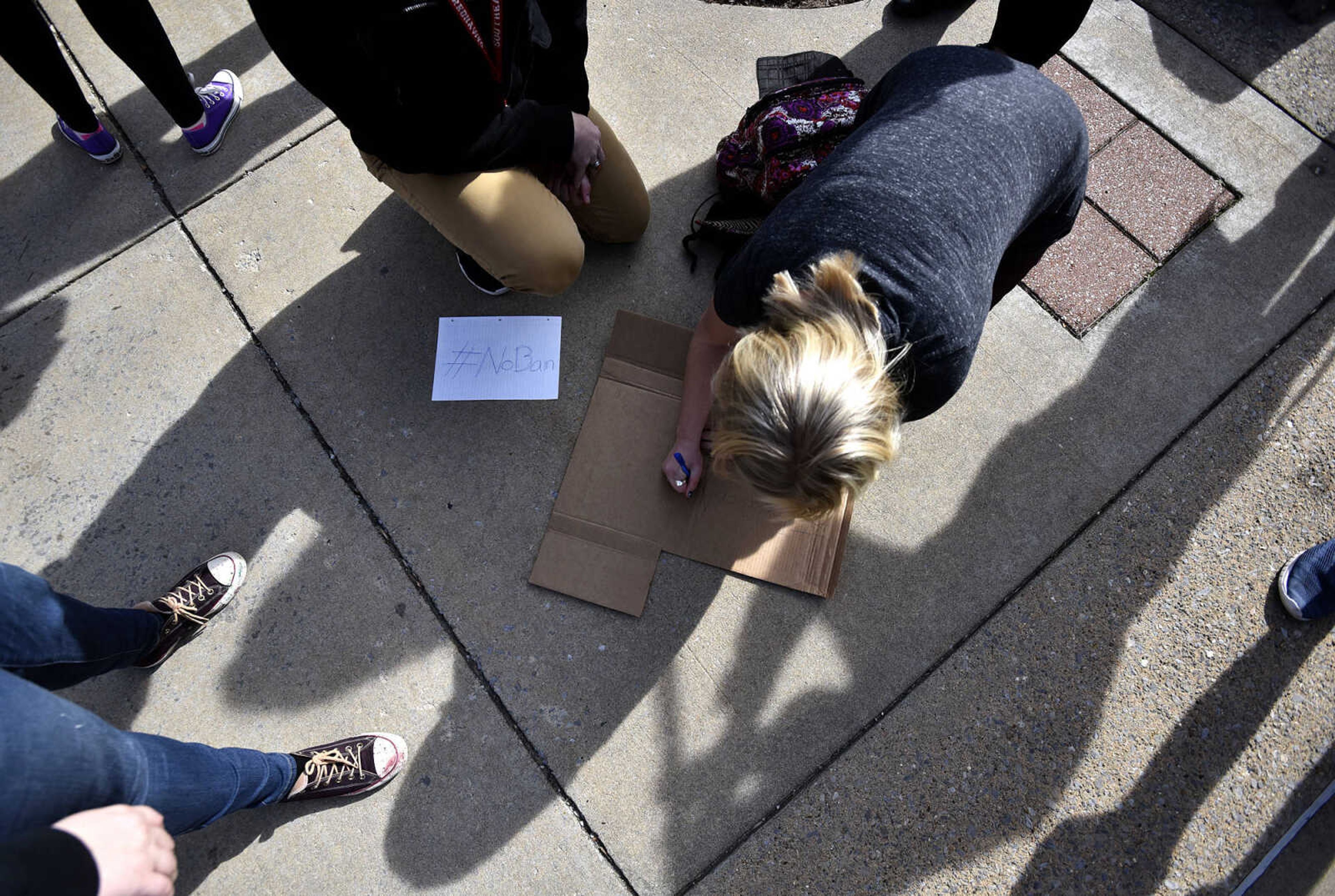 LAURA SIMON ~ lsimon@semissourian.com

Around 60 Southeast Missouri State University students gather together during a human rights protest on Wednesday, Feb. 1, 2017, outside Kent Library in Cape Girardeau.