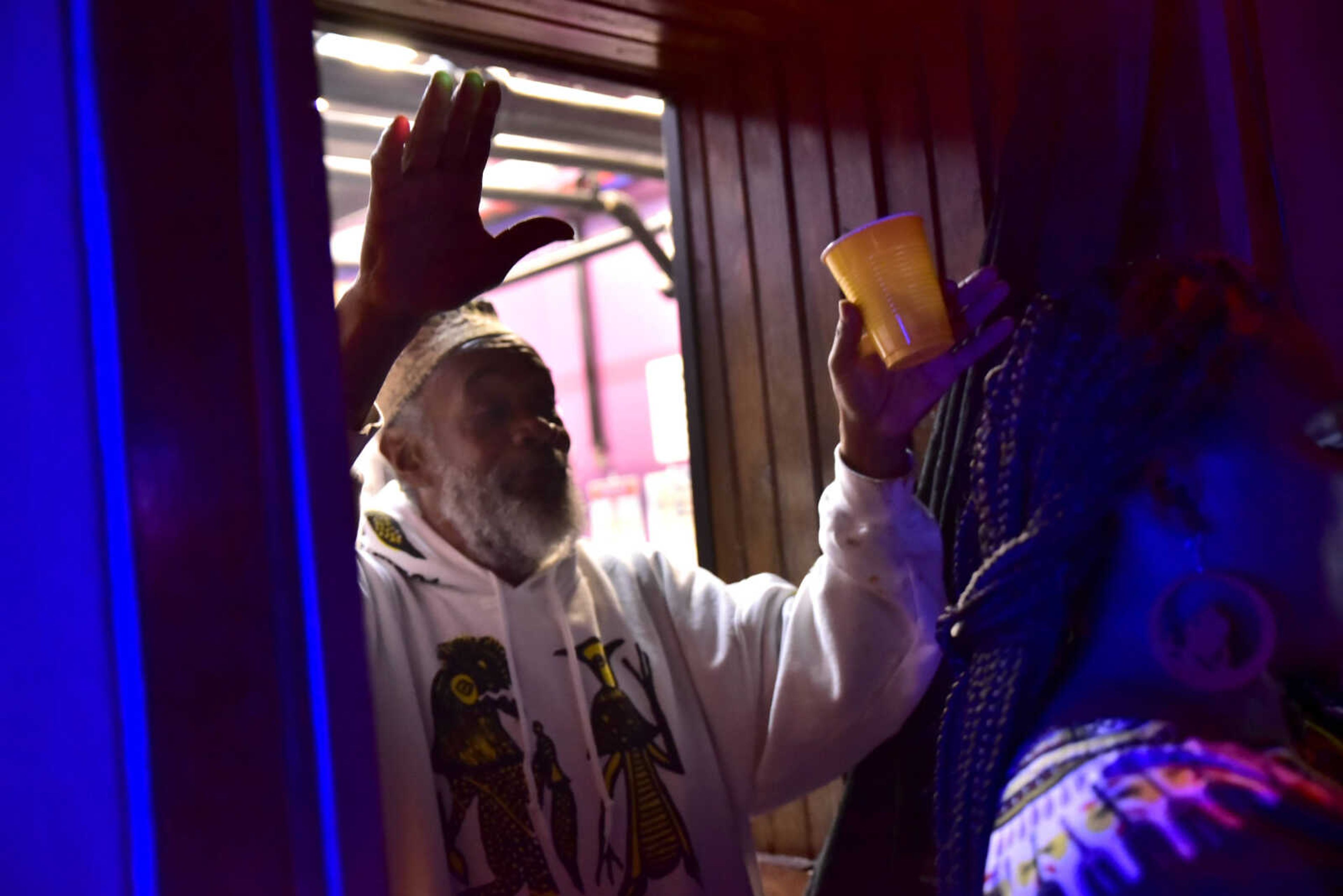 Ban Koli, affectionately called "Pops," feels the music during the 3rd annual Bob Marley Day celebration held at Ragsdales in downtown Cape Girardeau Feb. 10, 2018.