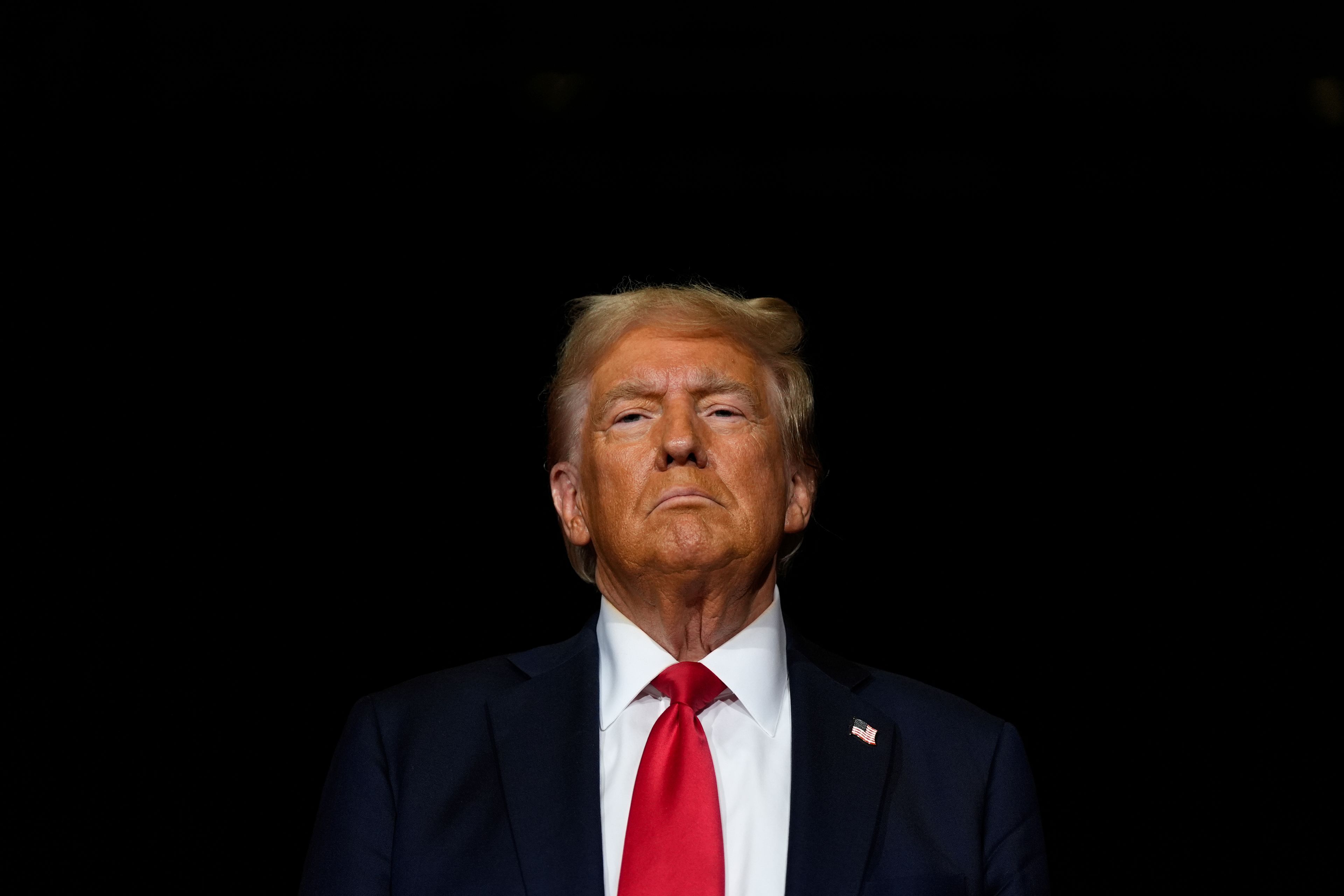 Republican presidential nominee former President Donald Trump arrives at a campaign rally at Grand Sierra Resort and Casino, Friday, Oct. 11, 2024, in Reno, Nev. (AP Photo/Julia Demaree Nikhinson)